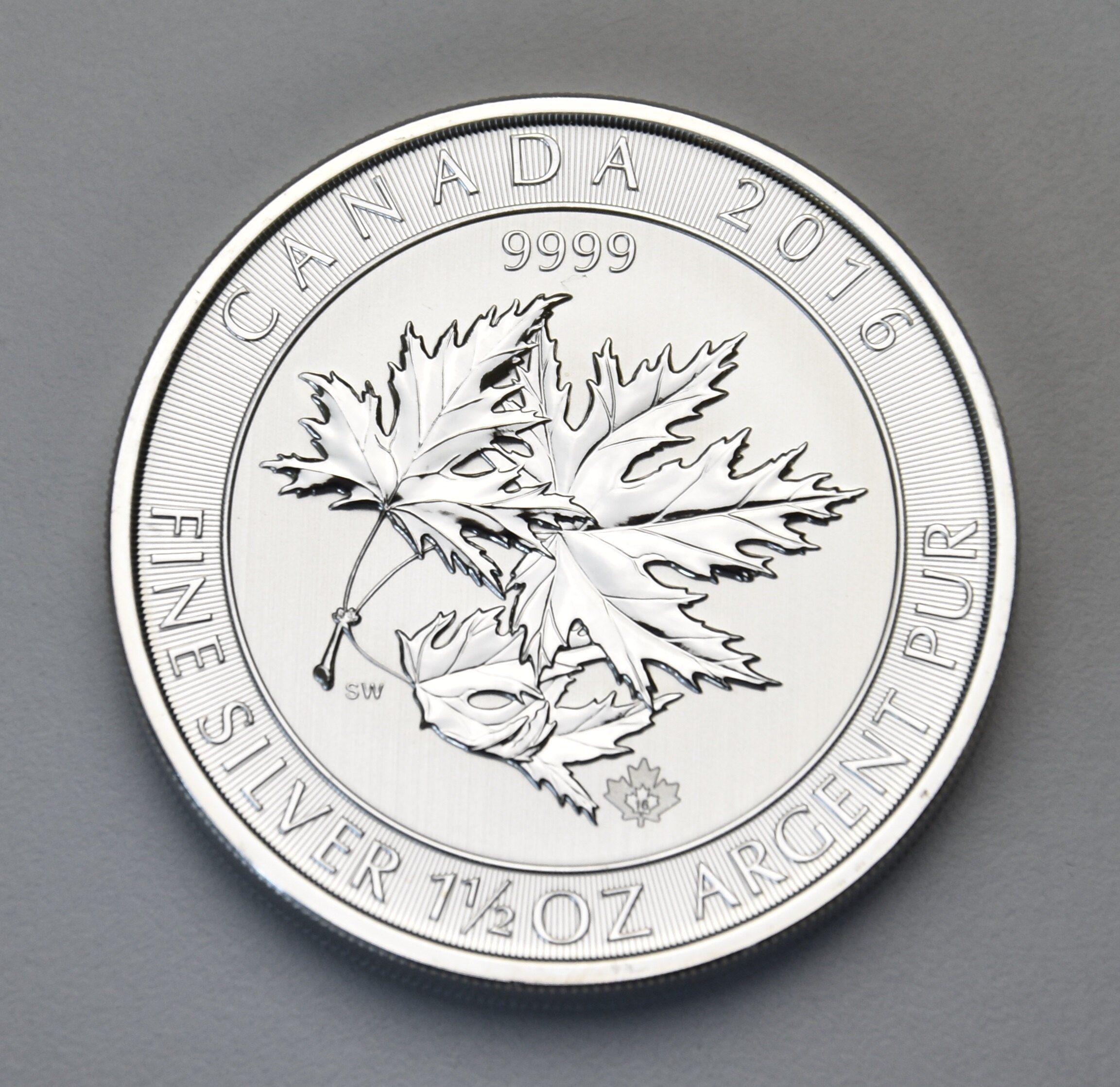 Kanada 8 Dollars 2016 - 1 1/2 Unzen Silbermünze "Super Leaf"