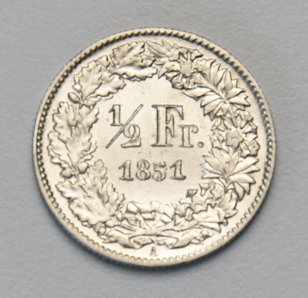 Schweiz 1/2 Franken - 1851 A (sitzende Helvetia)