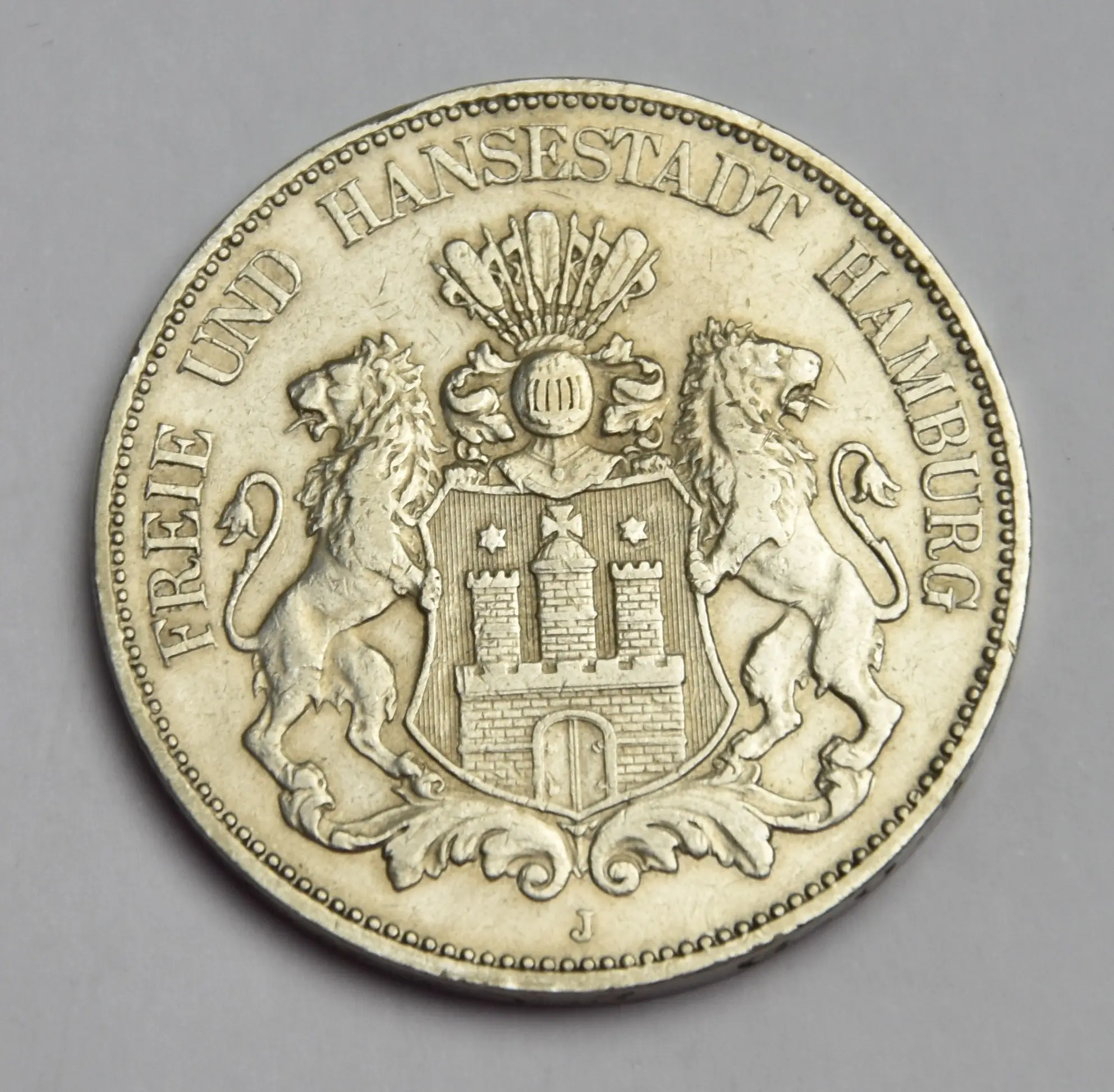 Germany, Hamburg, 5 Mark 1903 J silver coin