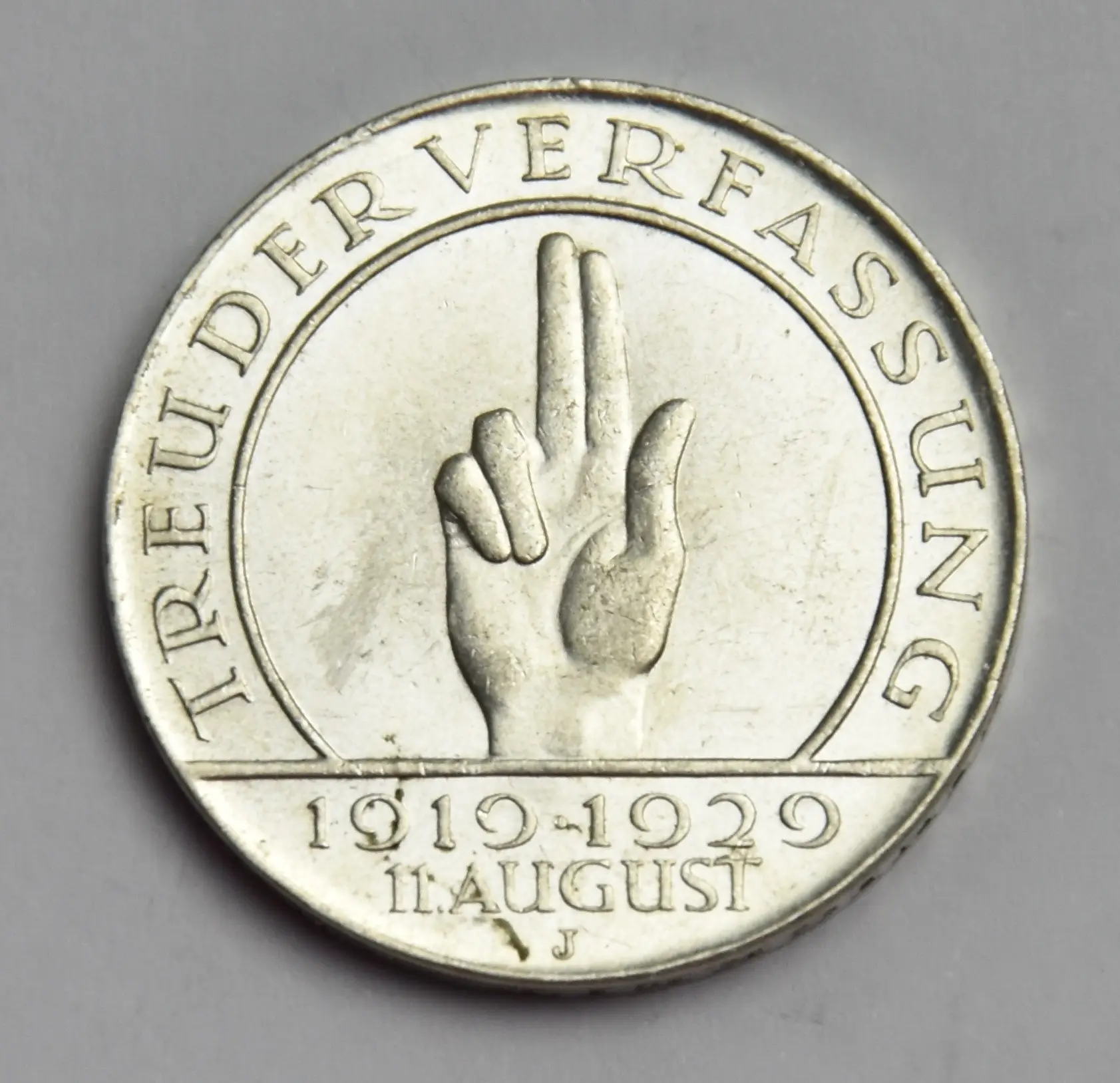 Deutschland Weimarer Republik 3 Reichsmark 1929 J Schwurhand