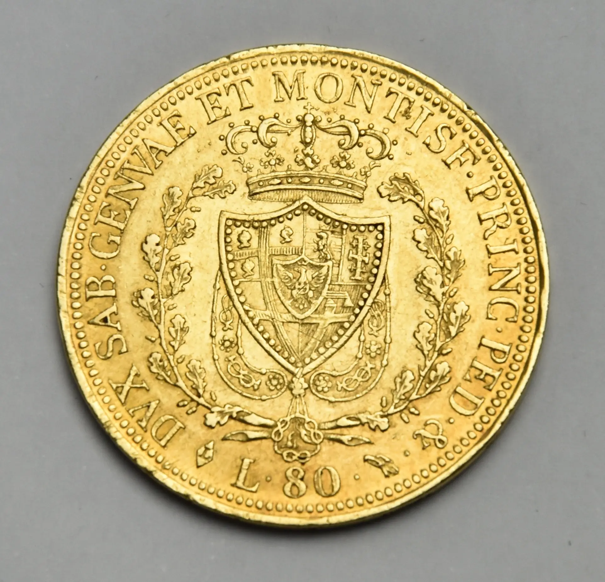 Italien 80 Lire 1826 L Sardinien Carlo Felice Goldmünze