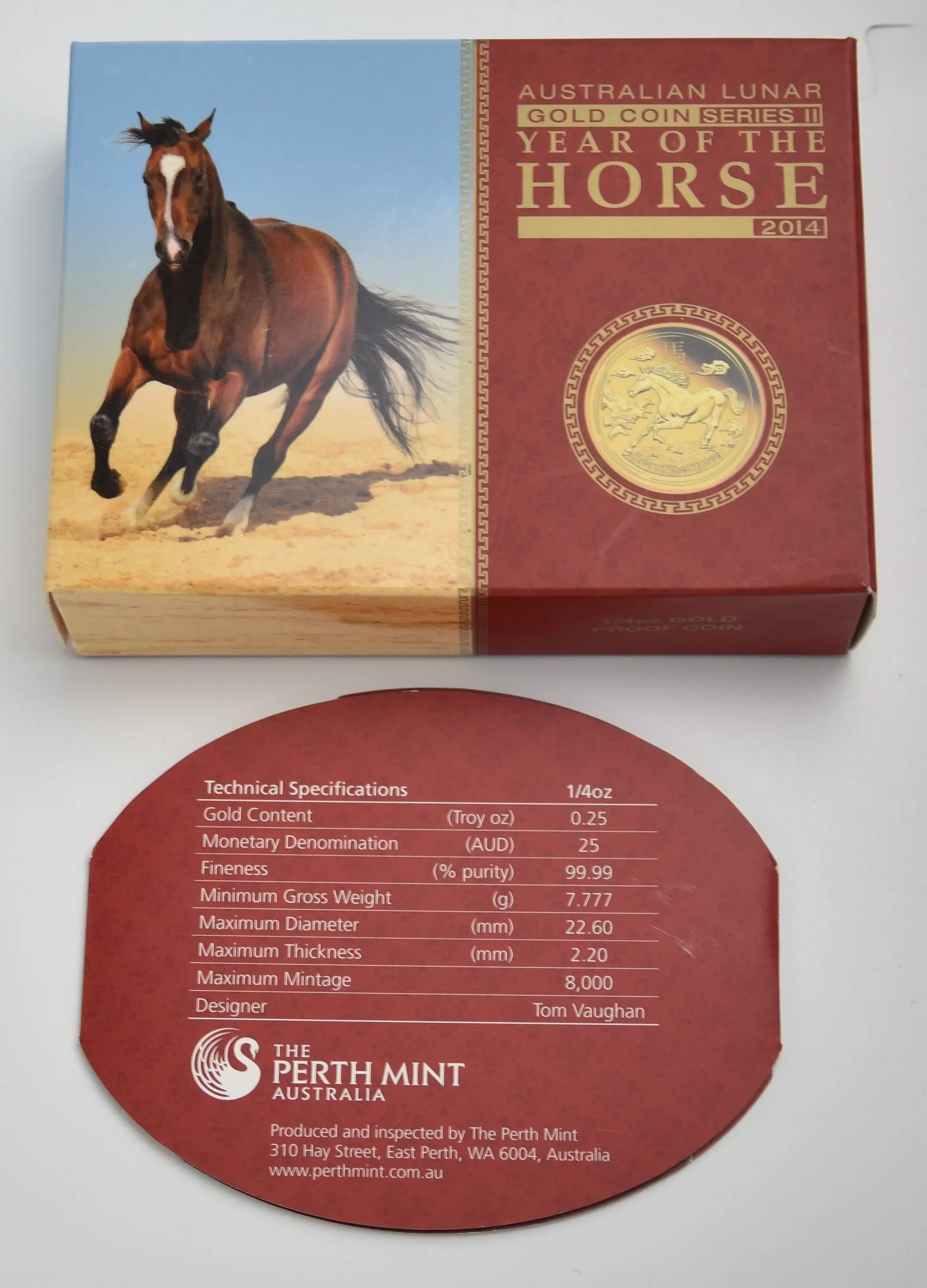 Lunar II - 2014 Horse - Australia 1/4 oz Gold "Proof Coin"