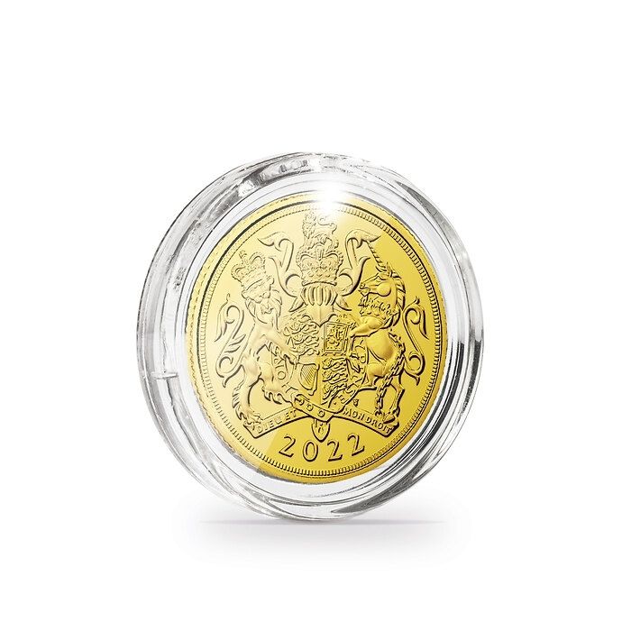Münzkapsel Ø 22 mm für 1 £ Sovereign, 1/4 Oz. Gold Krügerrand, 1/4 Oz. Philharmoniker, 1/4 Oz. American Eagle