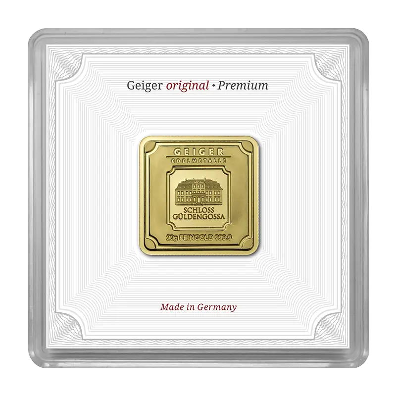 Goldbarren Geiger original - 20 g .9999 quadratisch in Kapsel