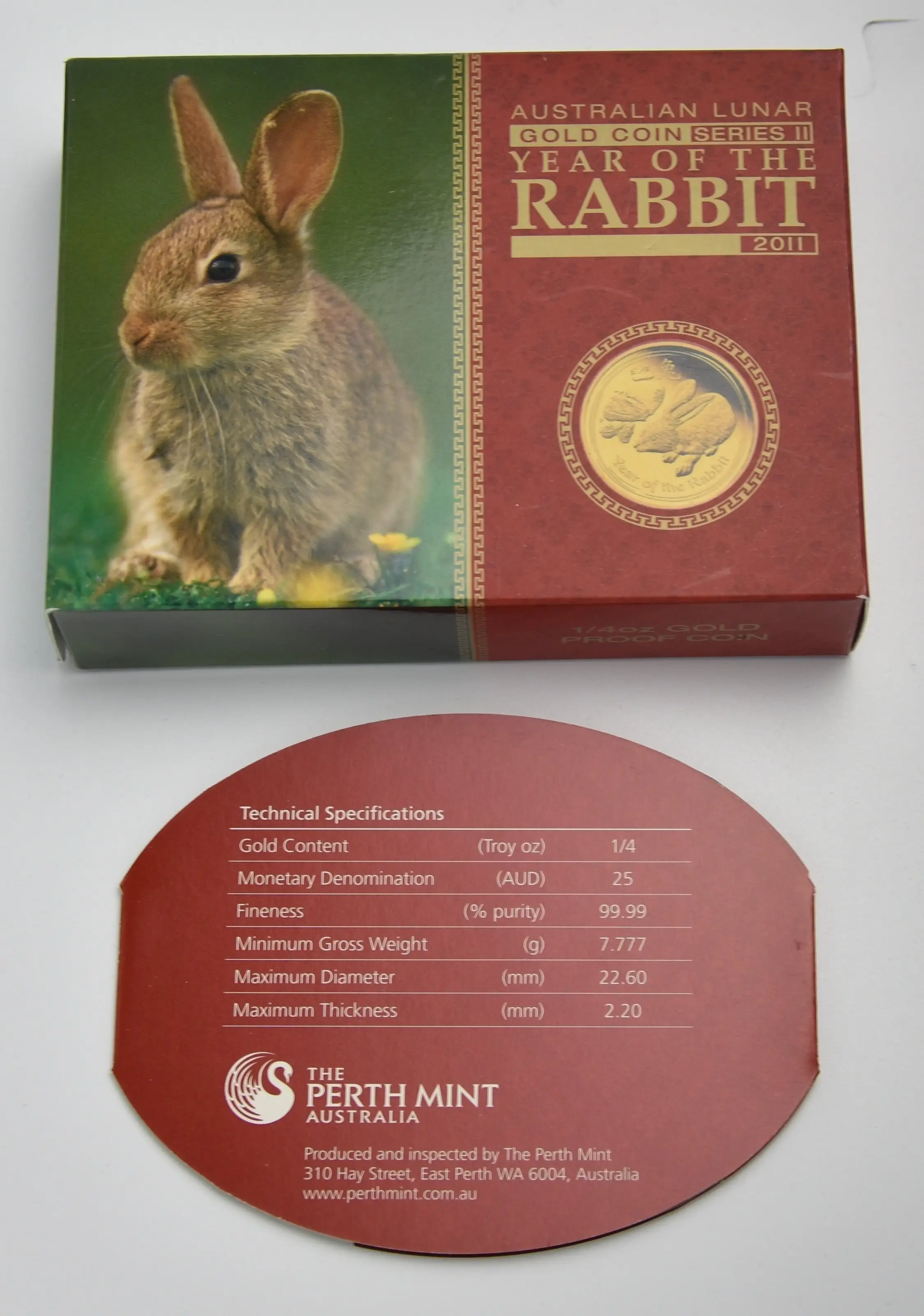 Lunar II "Hase" 2011 - Australien 1/4 oz Goldmünze "Polierte Platte"