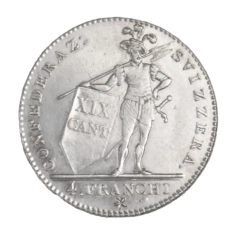 Schweiz Kanton Tessin 4 Franken Neutaler (Ag) 1814