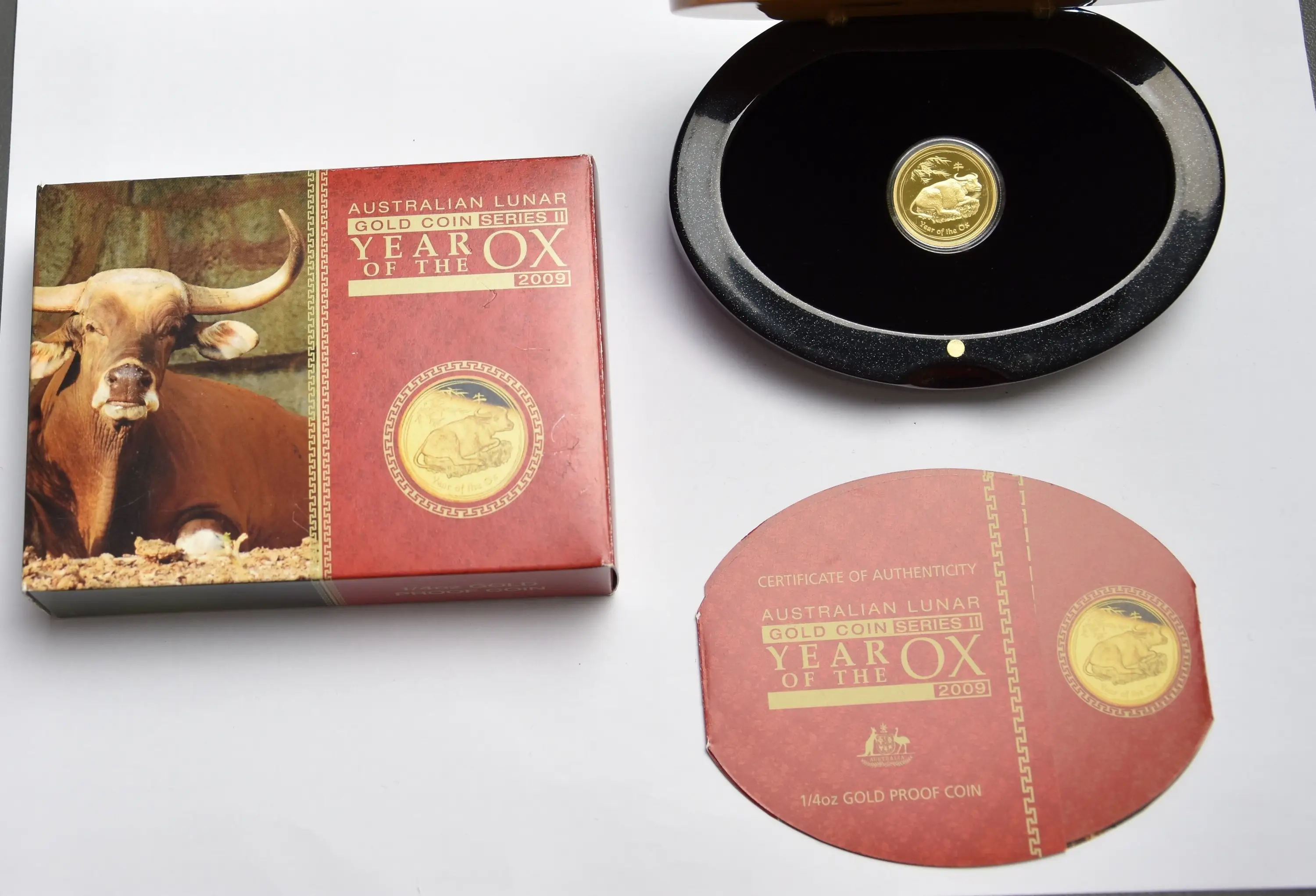 Lunar II "Ochse" 2009 - Australien 1/4 oz Goldmünze "Polierte Platte"