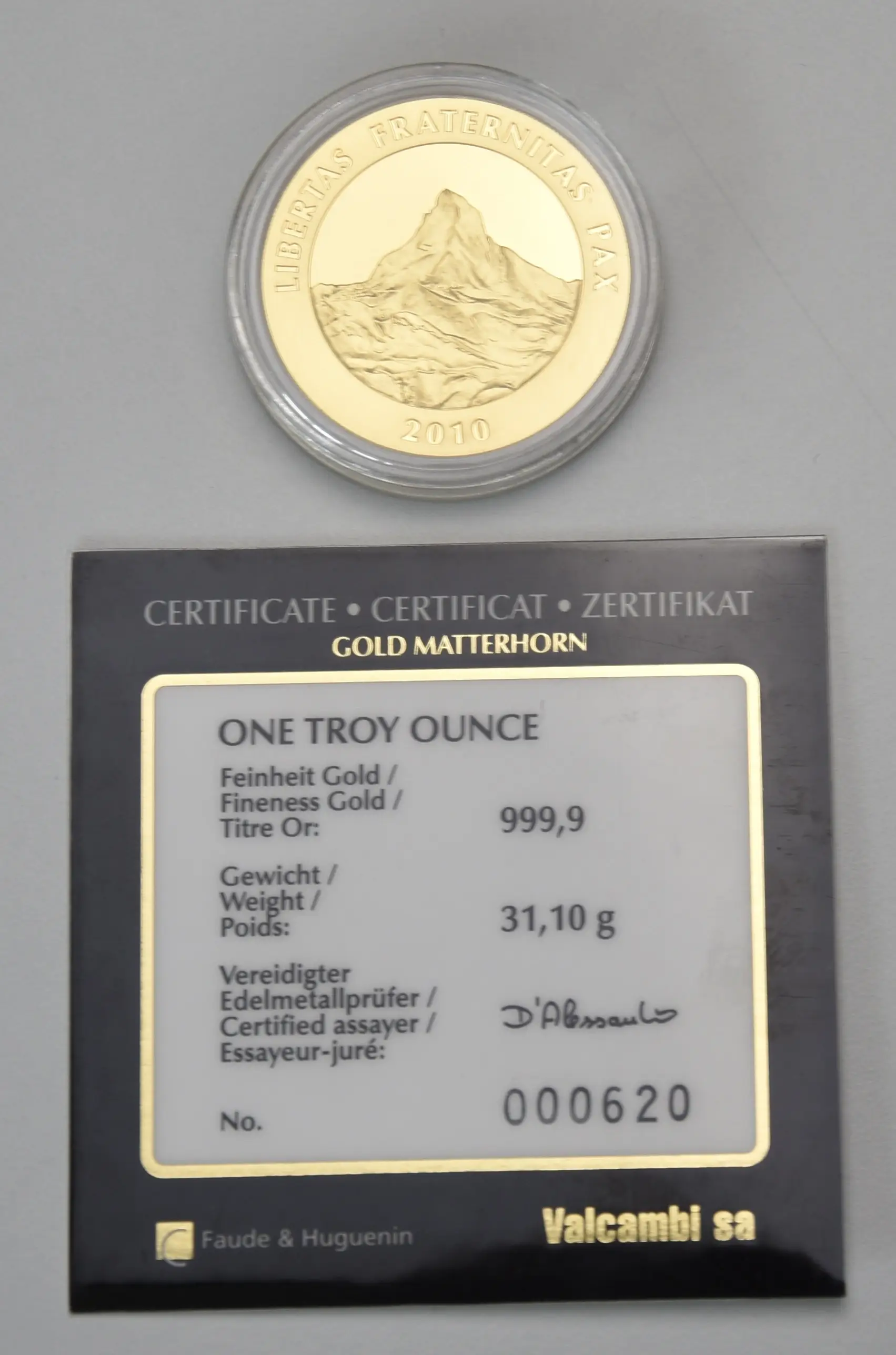 Matterhorn 2010 Gold ounce 1 oz Helvetia (999.9)