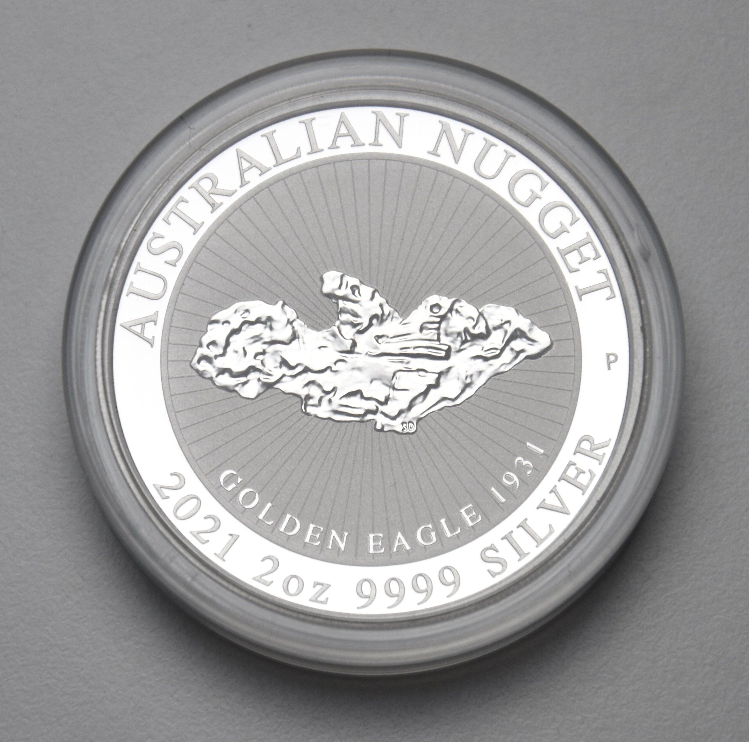 Australien 2 Dollars 2021 - 2 Unzen Silbermünze "Nugget" "Golden Eagle"