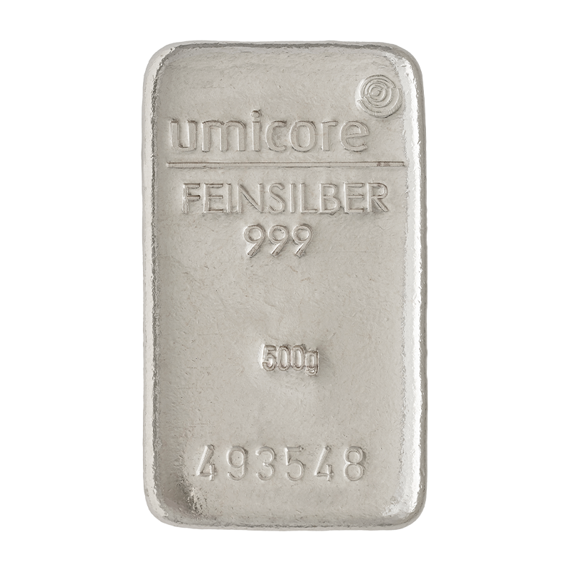 Silberbarren Umicore - 500 g .999 gegossen LBMA