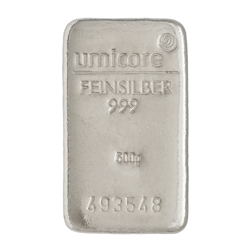 Silberbarren Umicore - 500 g .999 gegossen LBMA