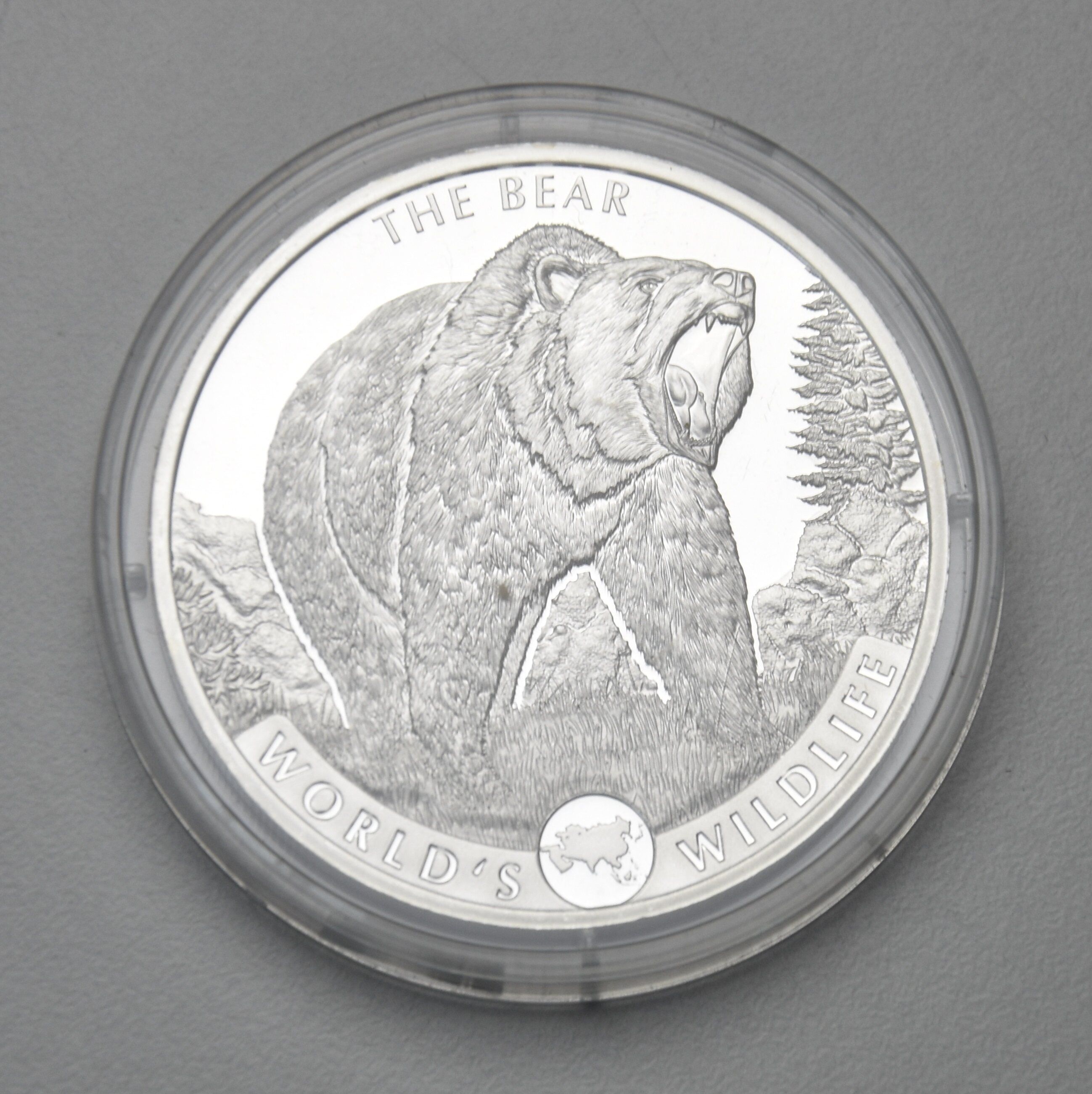 Congo 20 Francs 2022 - 1 Unze Silbermünze "Brüllender Bär"