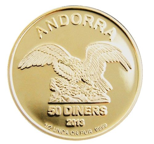Andorra Eagle 2013 - 50 Diners 1/2 oz Goldmünze .9999 *Sonderangebot*