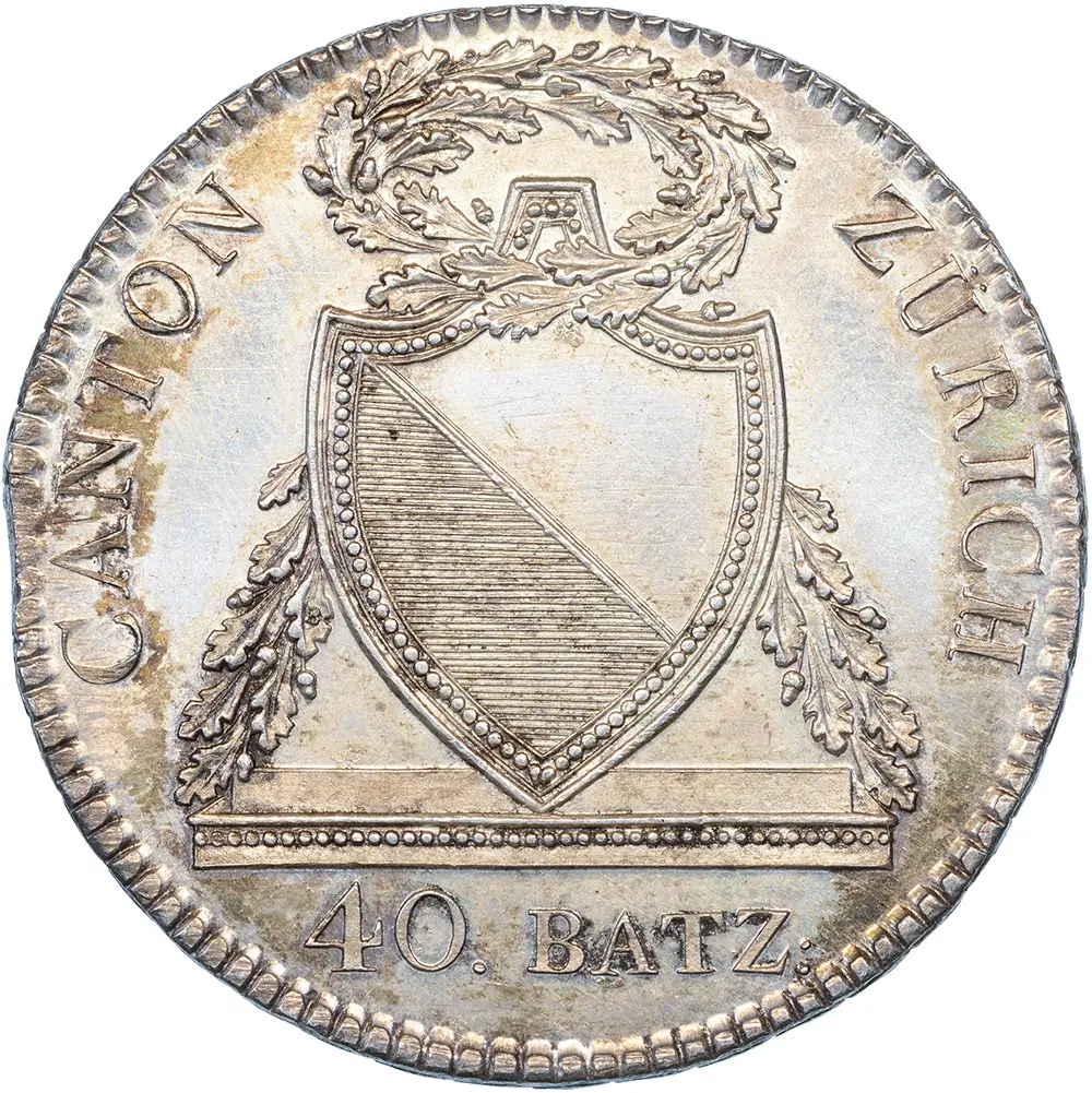 Schweiz Kanton Zürich 40 Batzen Neutaler (Ag) 1813