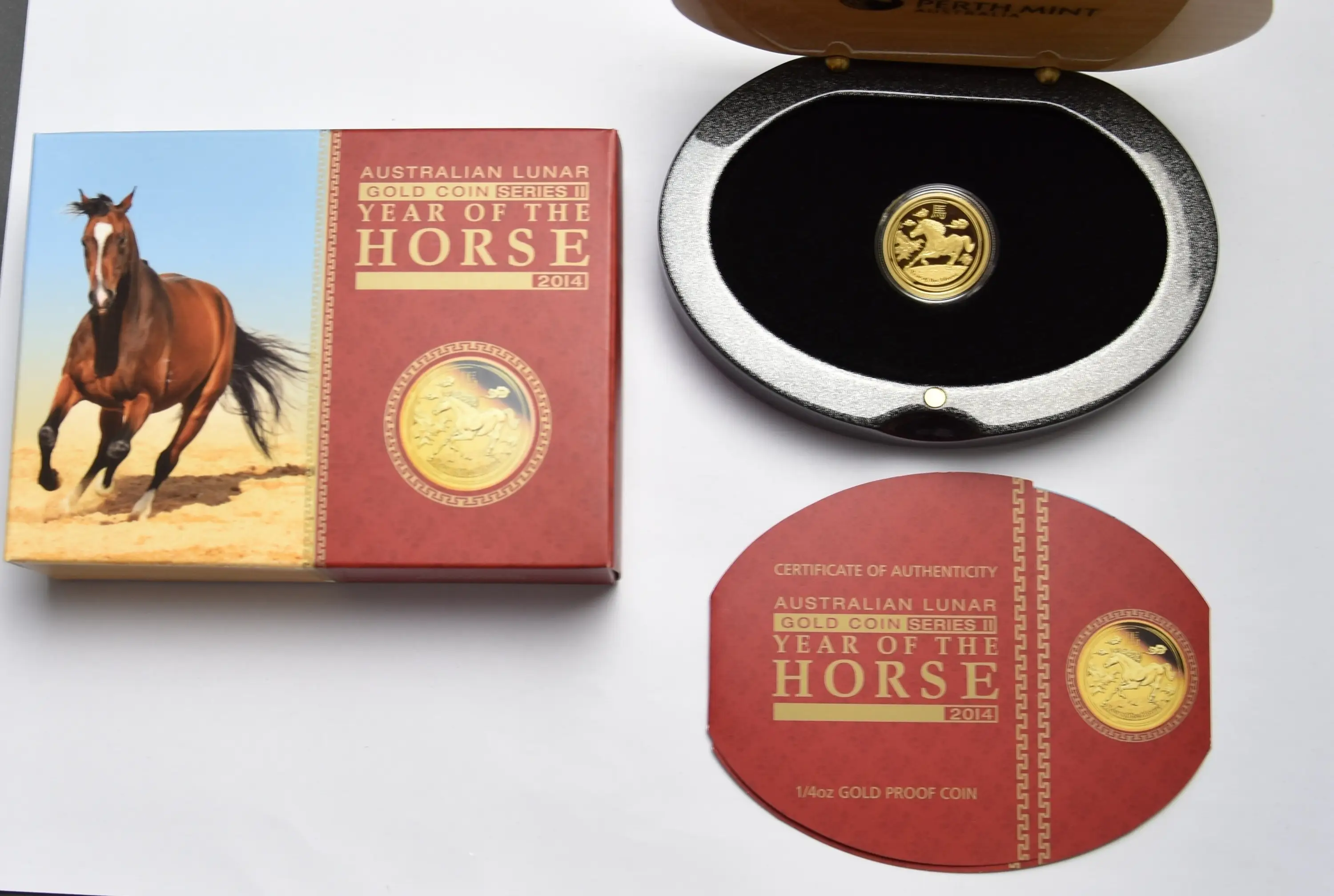 Lunar II "Pferd" 2014 - Australien 1/4 oz Goldmünze "Polierte Platte"