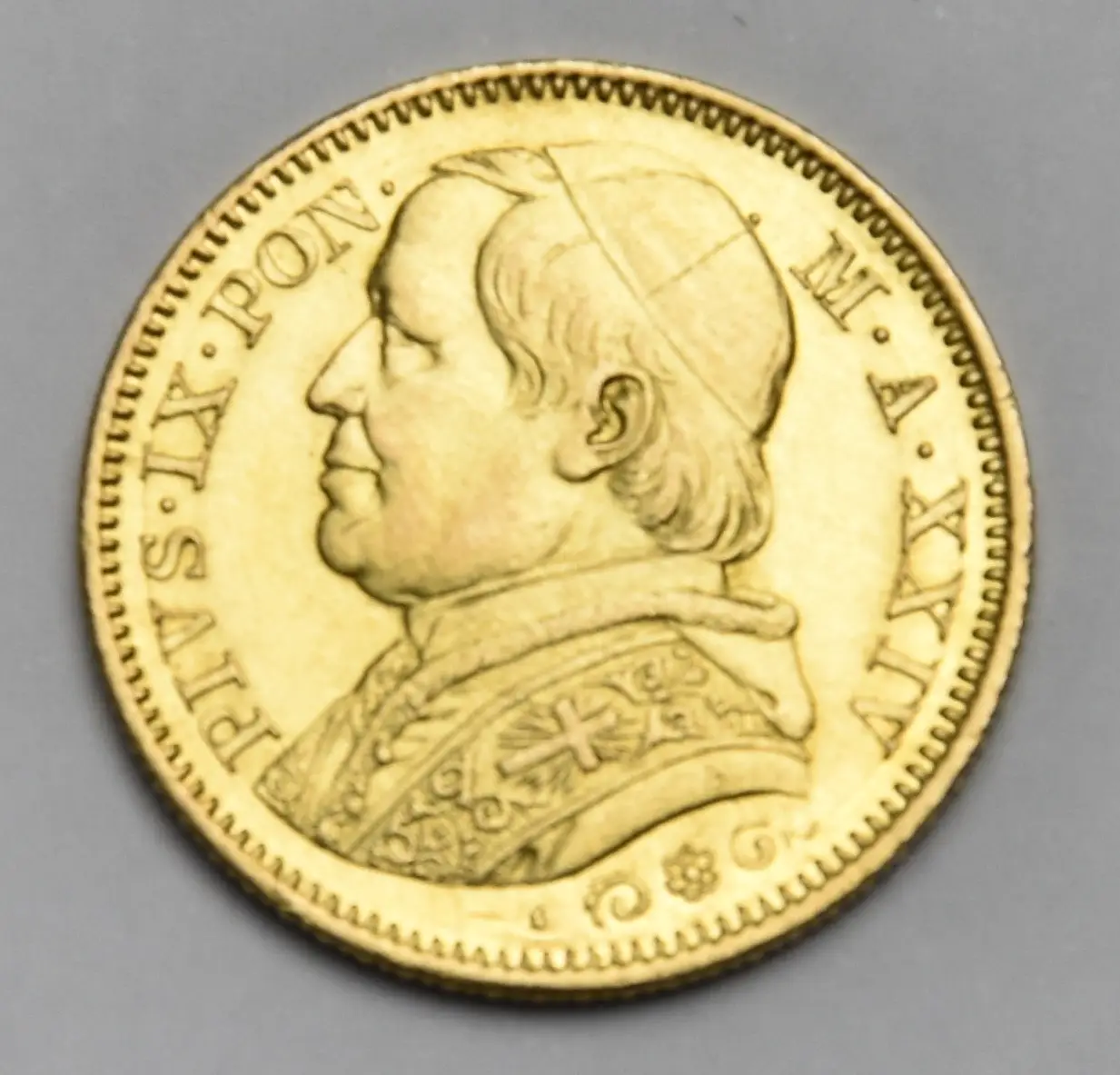 Vatikan 20 Lire 1870 R Papst Pius IX Goldmünze