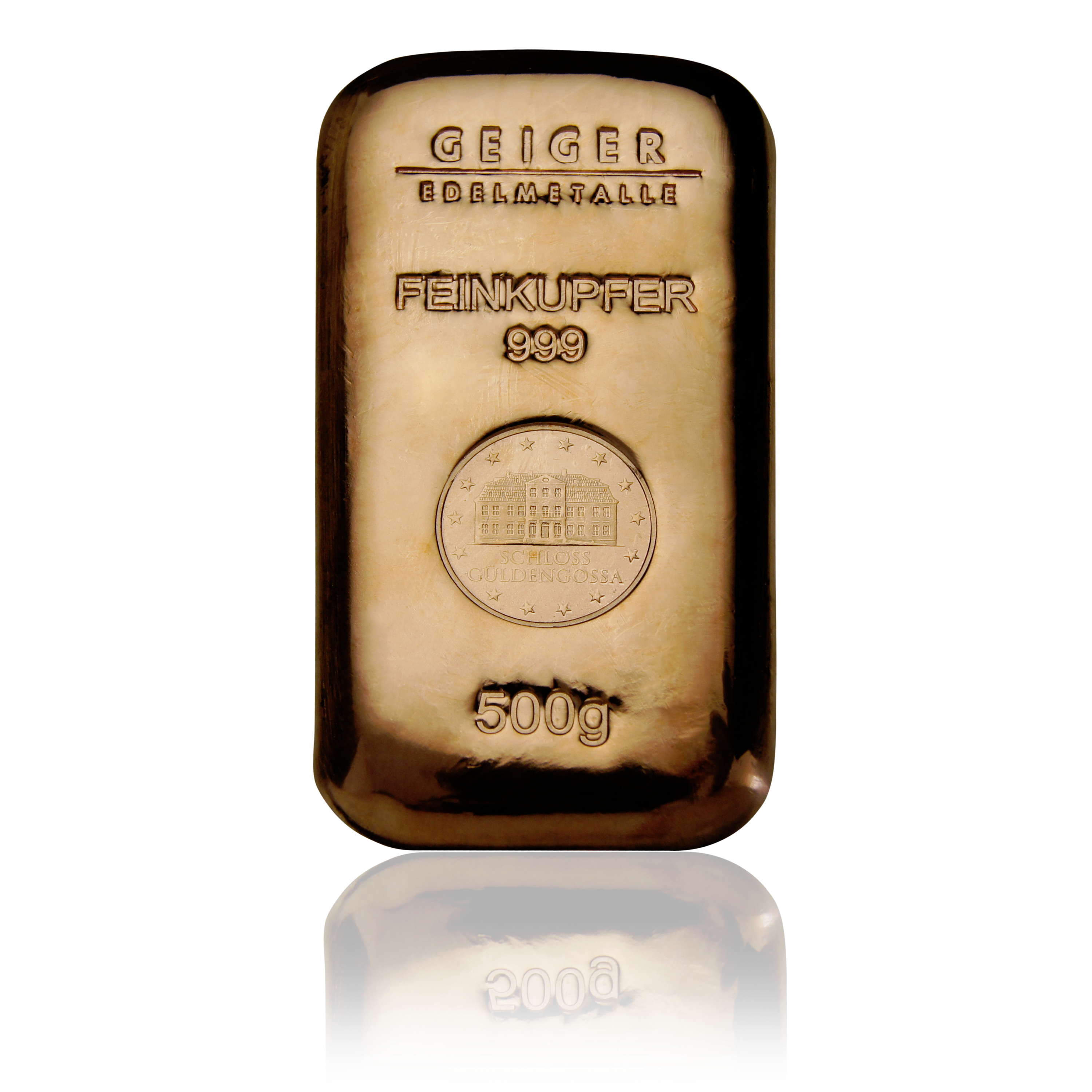 Kupferbarren Schloss Güldengossa - 500 g .9999 gegossen (KEIN POSTVERSAND)