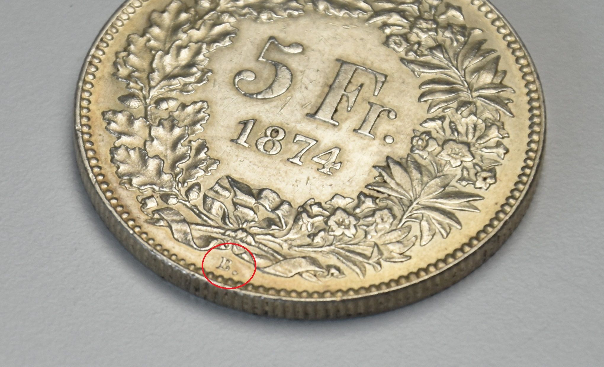 Schweiz 5 Franken - 1874 B. (sitzende Helvetia)