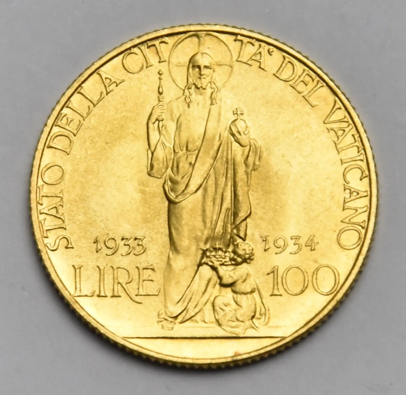 Vatikan 100 Lire 1933/1934 R Papst Pius XI Goldmünze