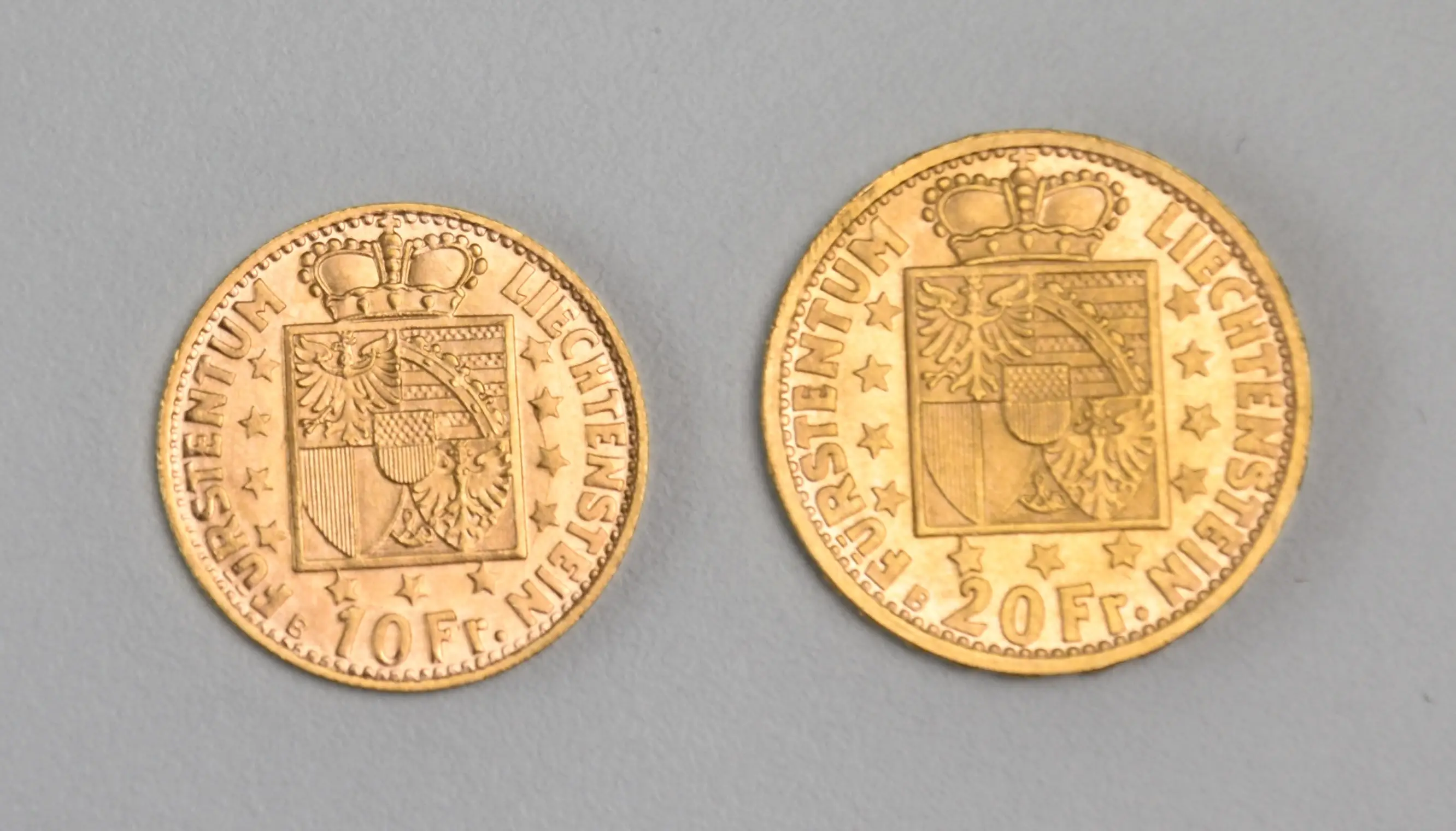 Liechtenstein 10 + 20 Francs 1946 Franz Josef II - two gold coin