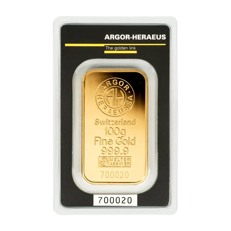 Goldbarren - 100 g .9999 ARGOR-HERAEUS