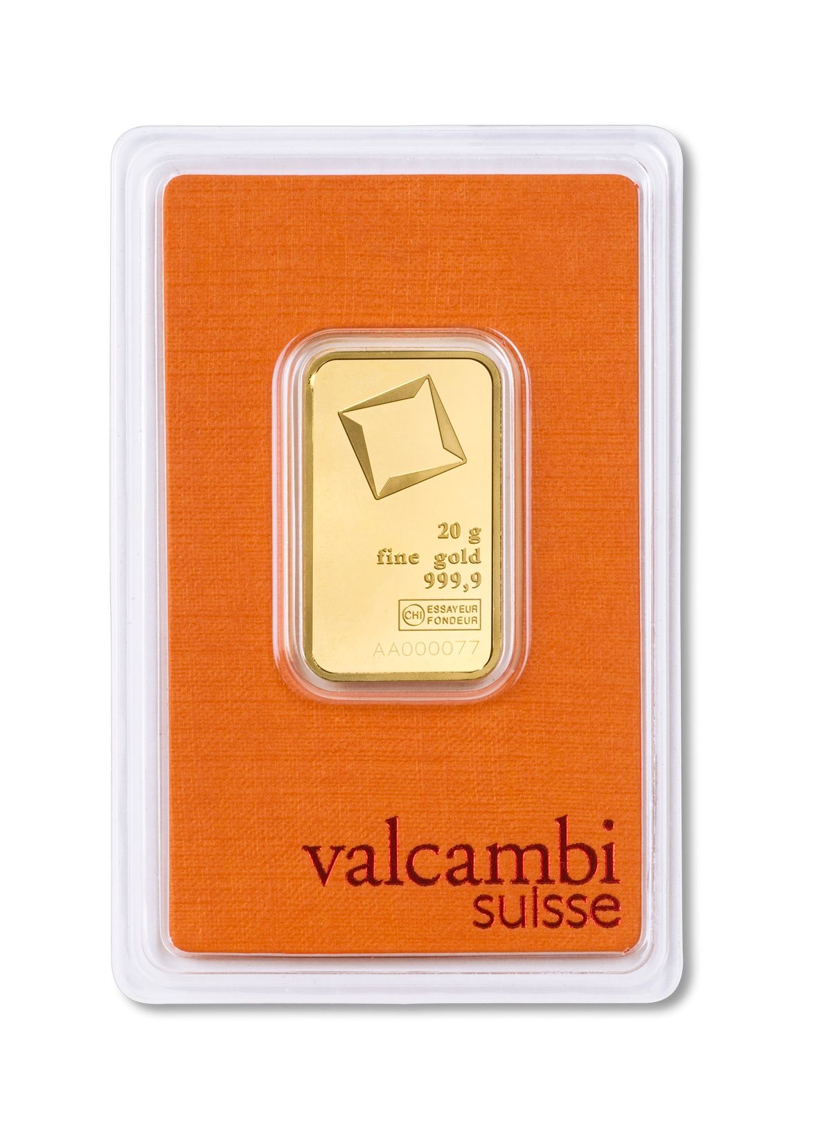 gold bar - 20 g fine gold .9999 VALCAMBI
