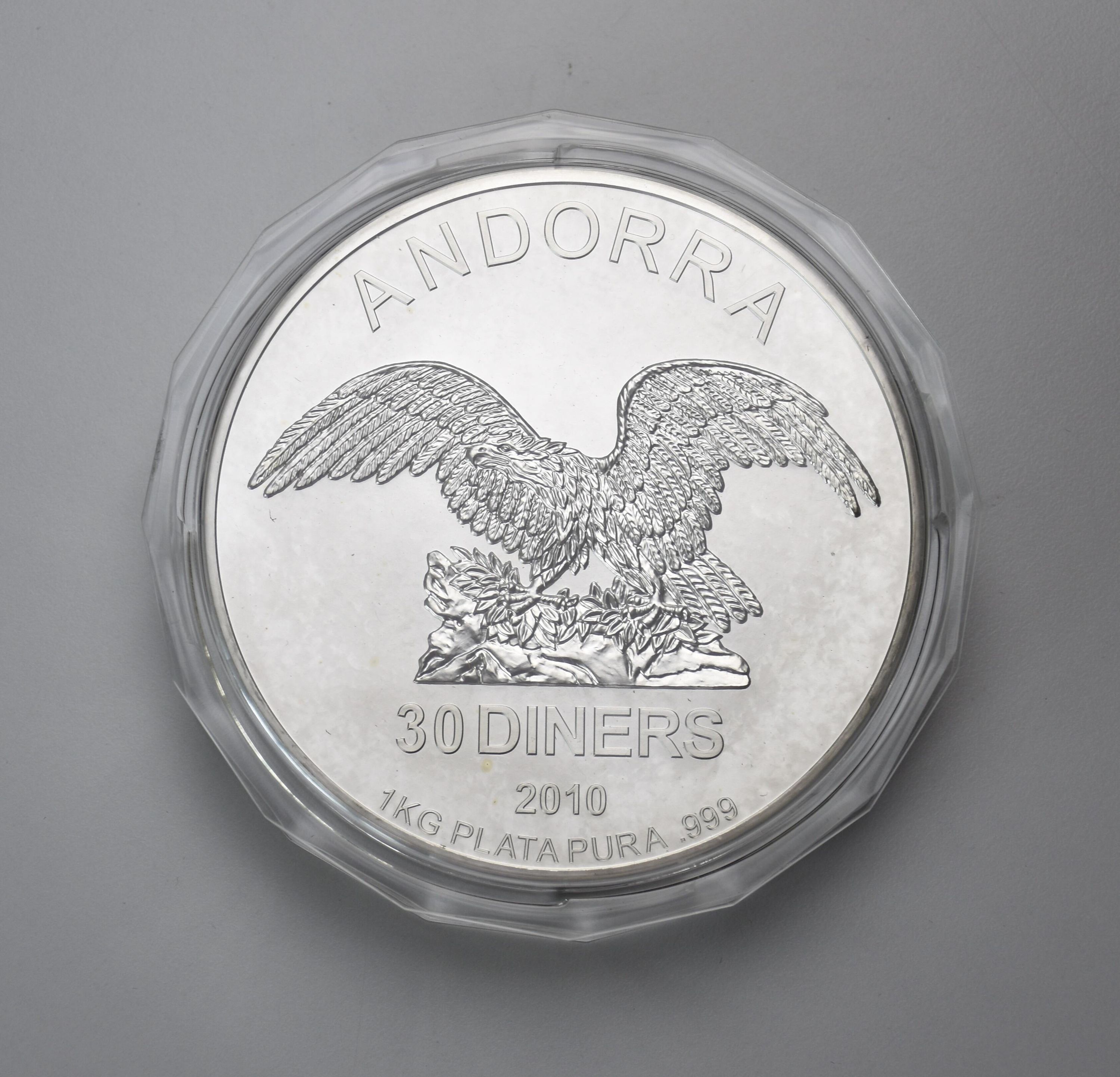 Andorra Eagle 2010 - 30 Diners 1 Kg Silbermünze .999