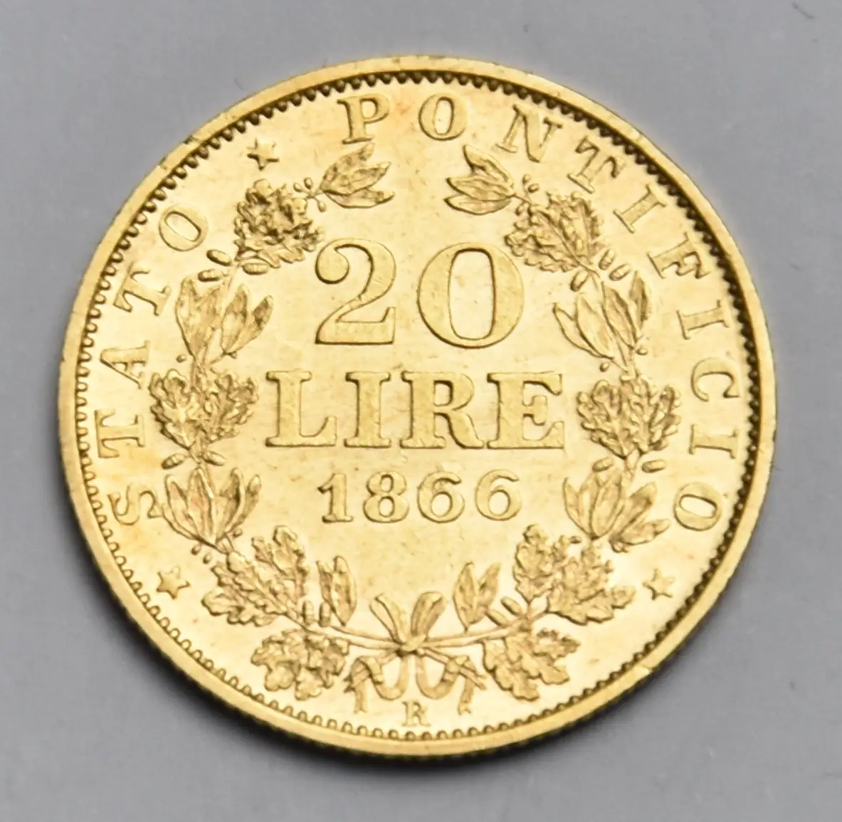 Vatikan 20 Lire 1866 R Papst Pius IX Goldmünze