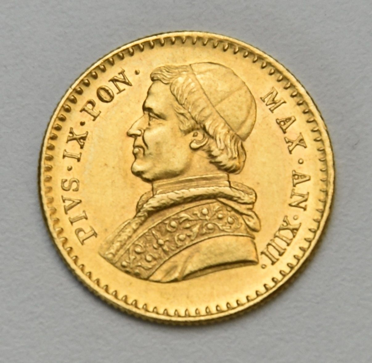 Vatikan 2,5 Scudi 1858 R Papst Pius IX Goldmünze