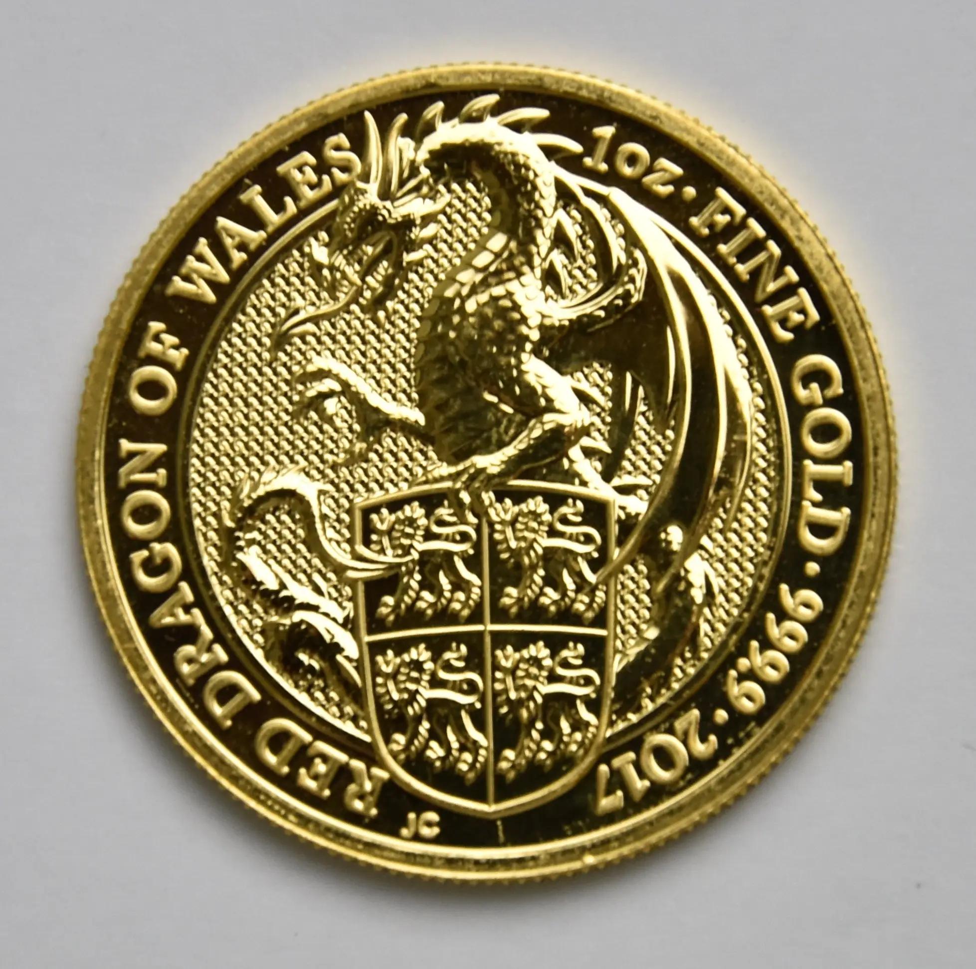 The Queens Beast "Der rote Drache von Wales" 2017 - Vereinigtes Königreich 1 oz Goldmünze