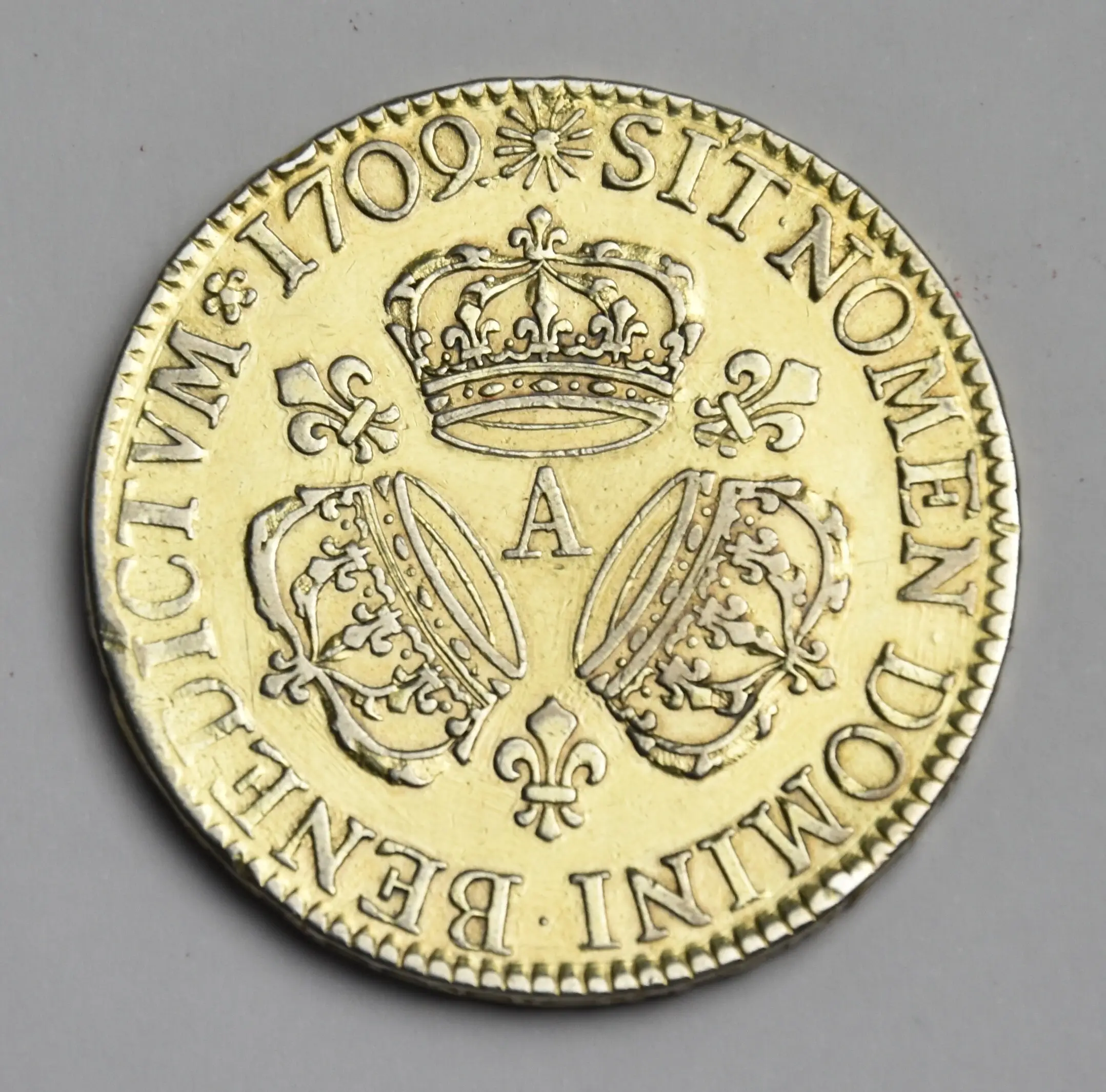Frankreich Ecu 1709 A Ludwig XIV Silbermünze (vergoldet)