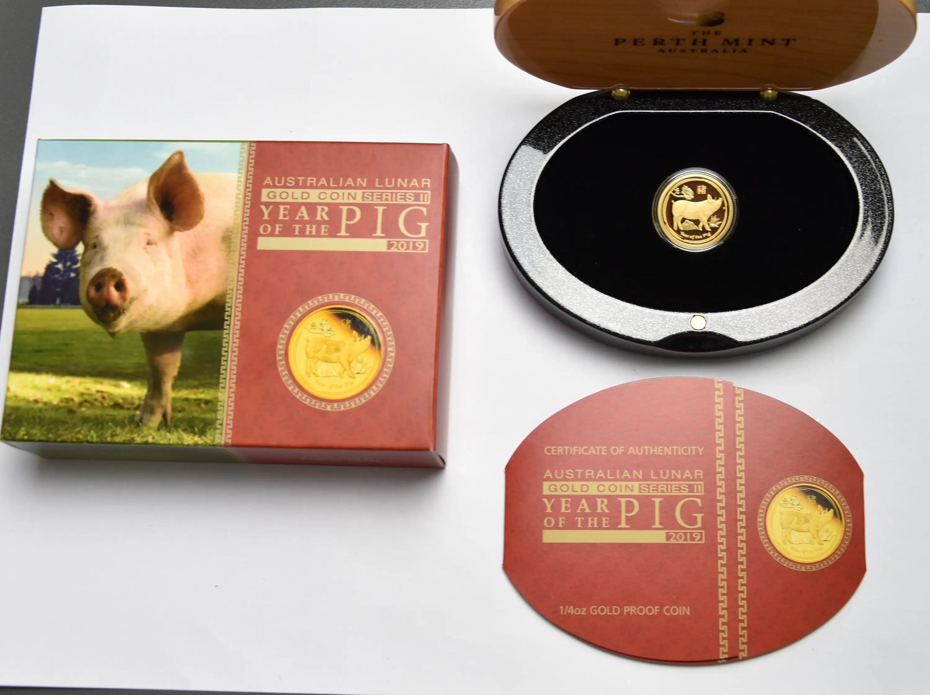 Lunar II "Schwein" 2019 - Australien 1/4 oz Goldmünze "Polierte Platte"