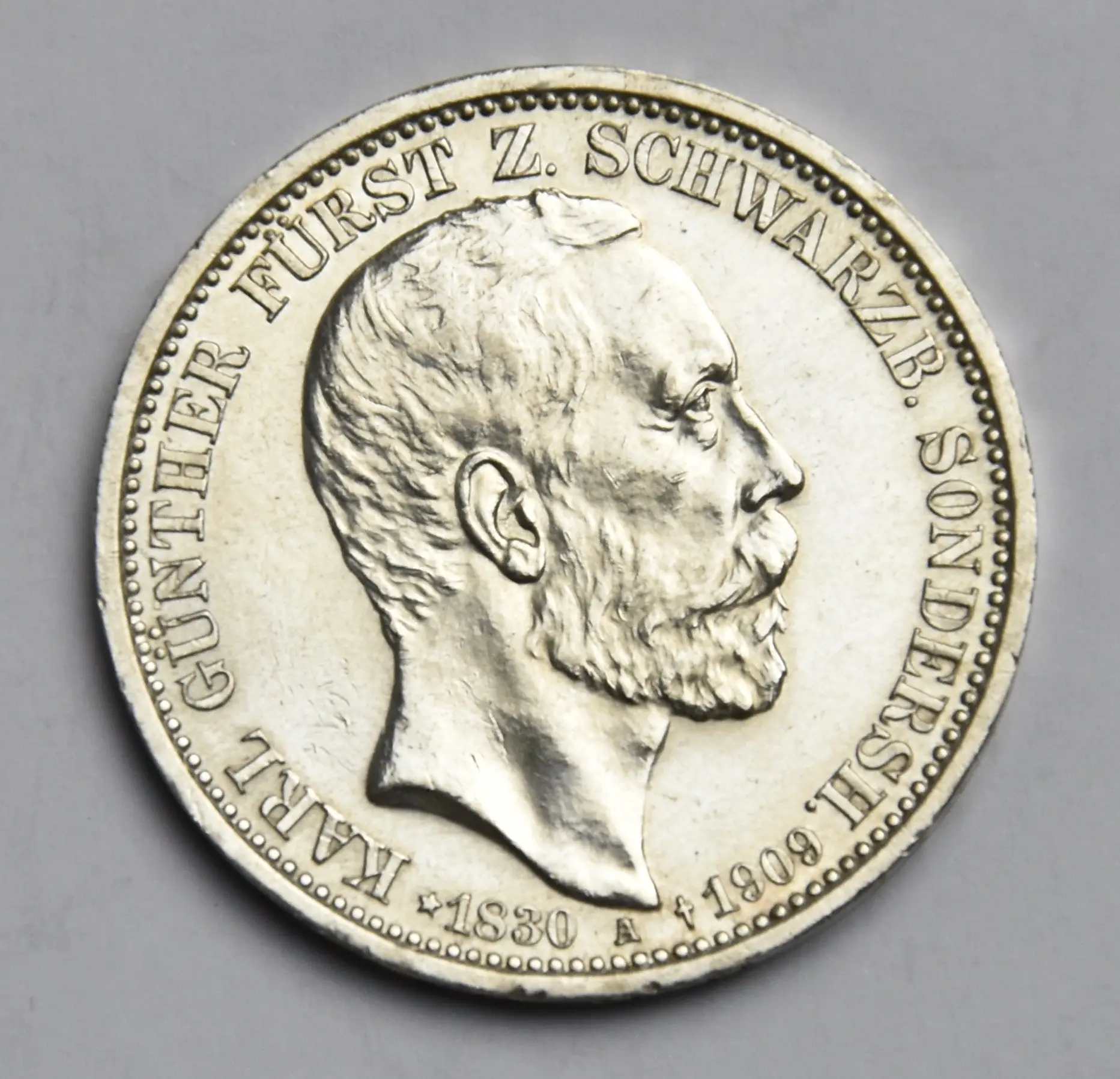 Deutschland Schwarzburg 3 Mark 1909 A Karl Günther Silbermünze
