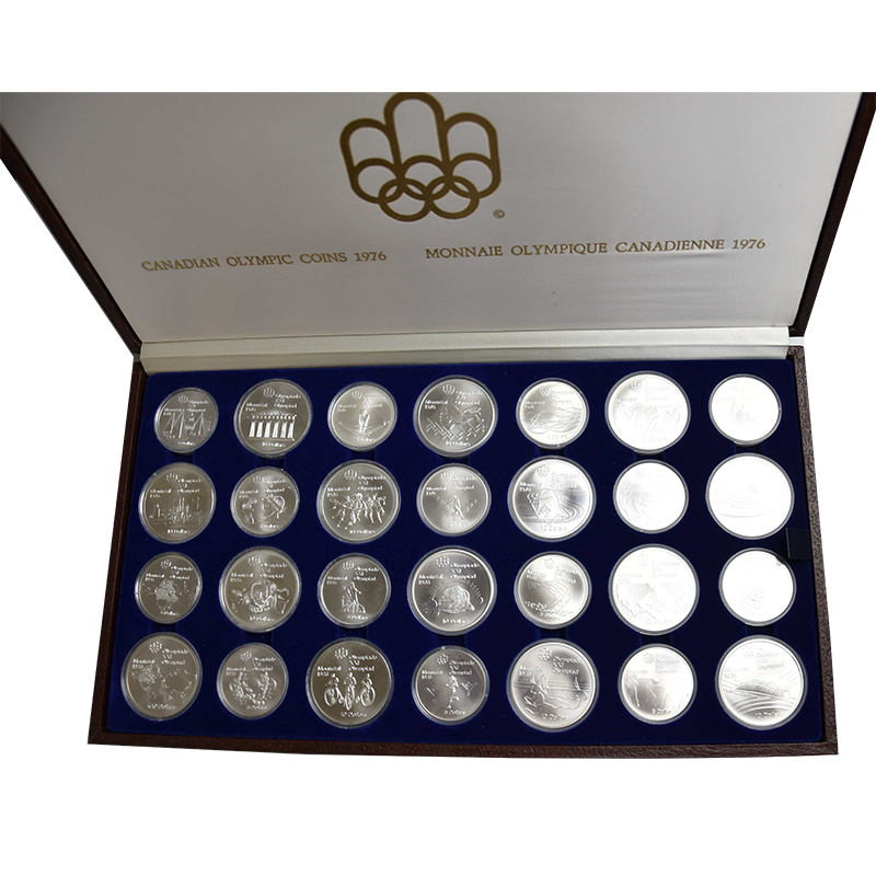 Kanada Set Olympiade 1976 - 14 x 10 Dollars und 14 x 5 Dollars Silbermünzem inkl. original Etui