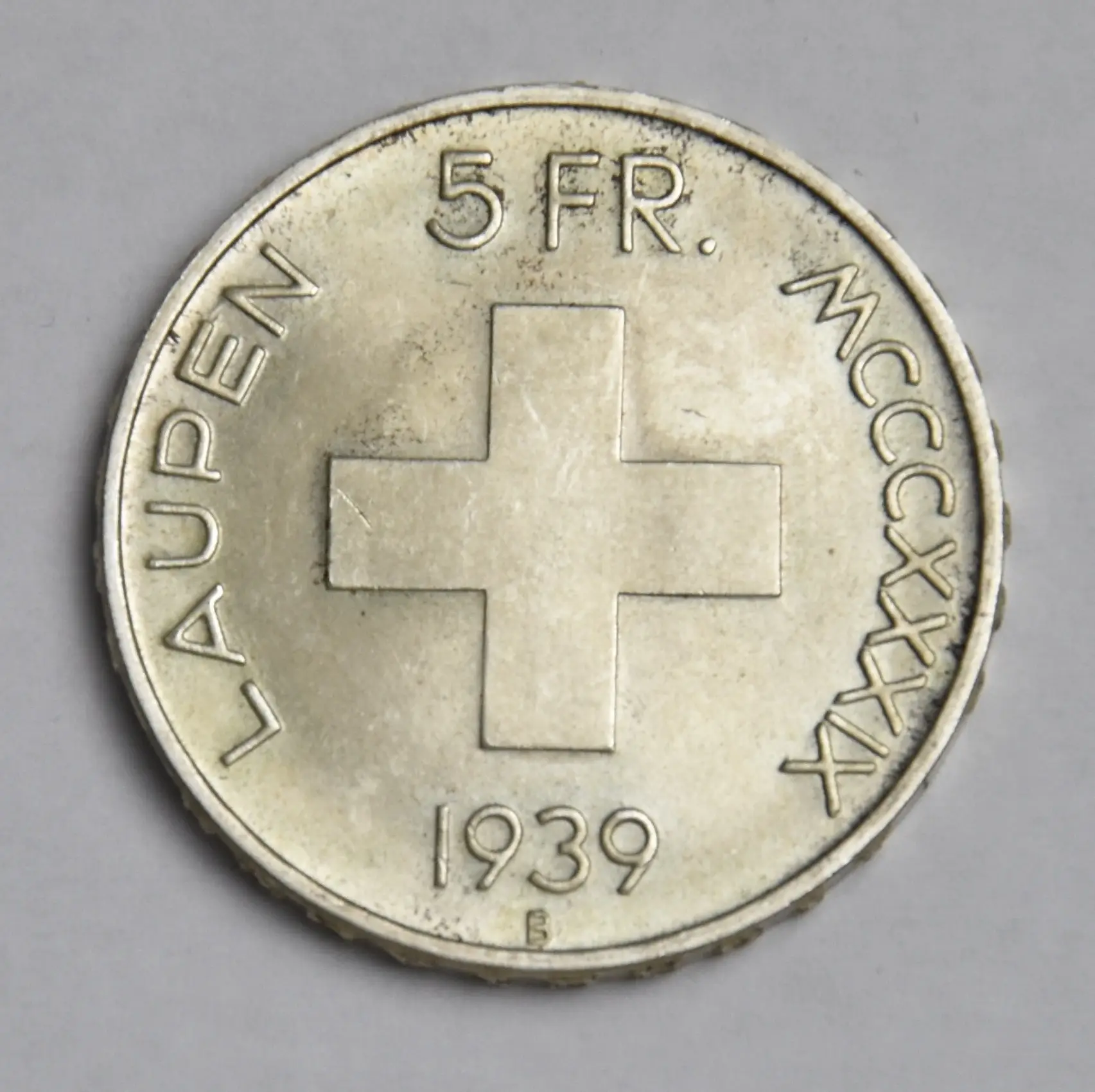 Schweiz 5 Franken Gedenkmünze 1939 (Laupen)