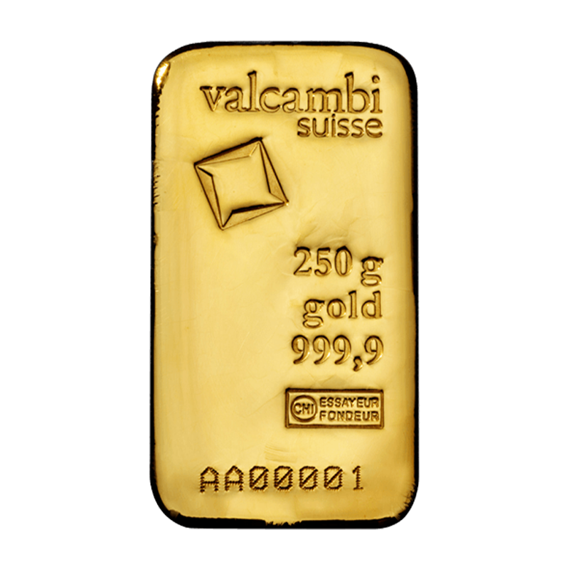 gold bar - 250 g fine gold .9999 VALCAMBI