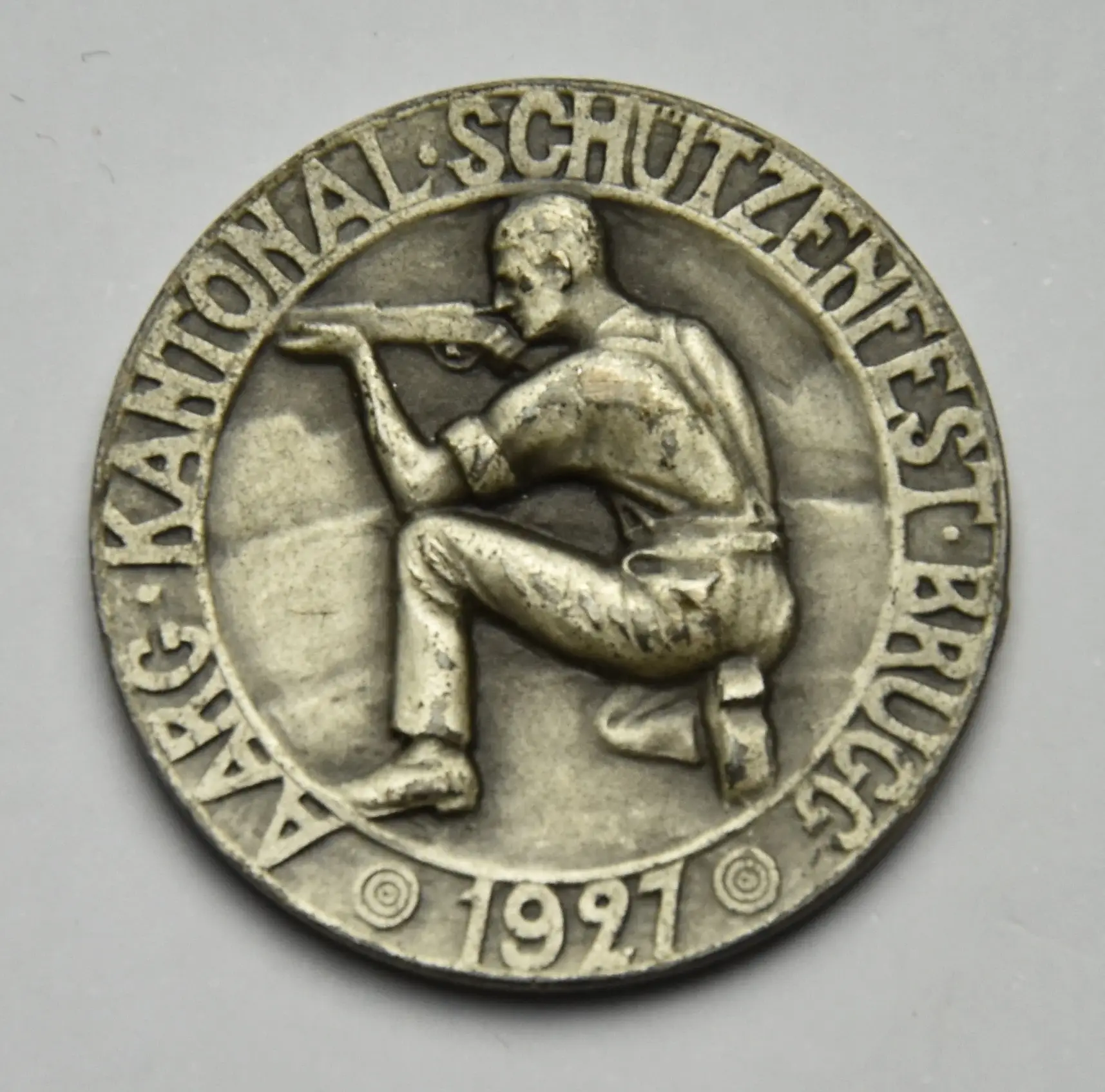 Schweiz Silbermedaille Aargau Kant. Schützenfest 1927 Brugg