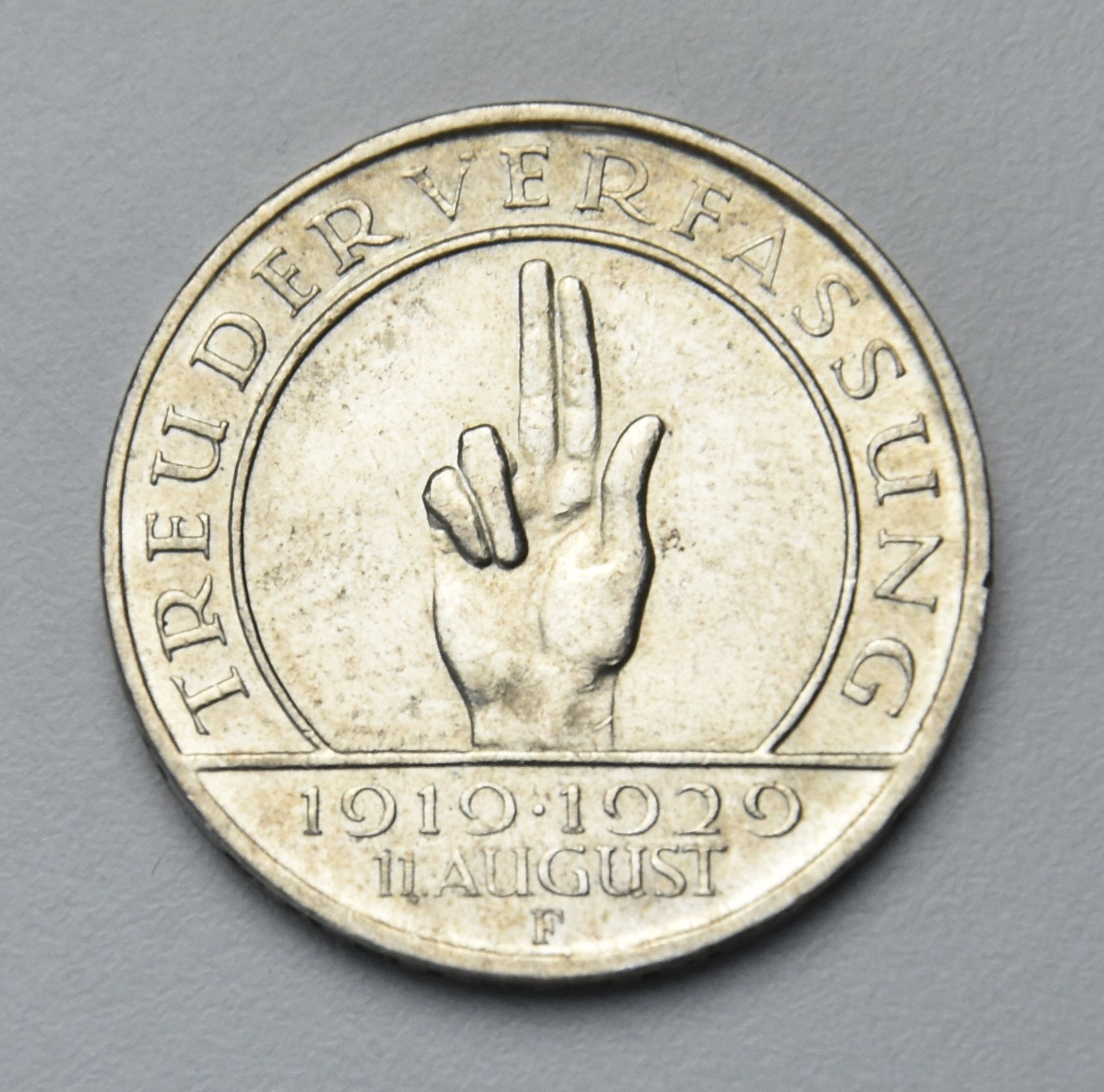 Deutschland Weimarer Republik 3 Reichsmark 1929 F Schwurhand