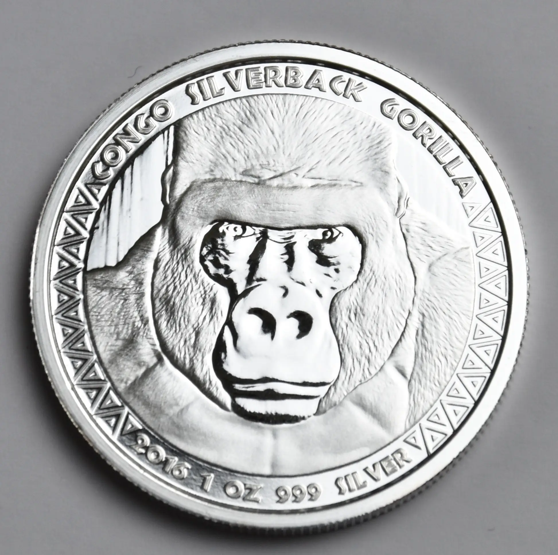 Kongo 2016 - 1 Unze Silbermünze "Gorilla" Silberrücken