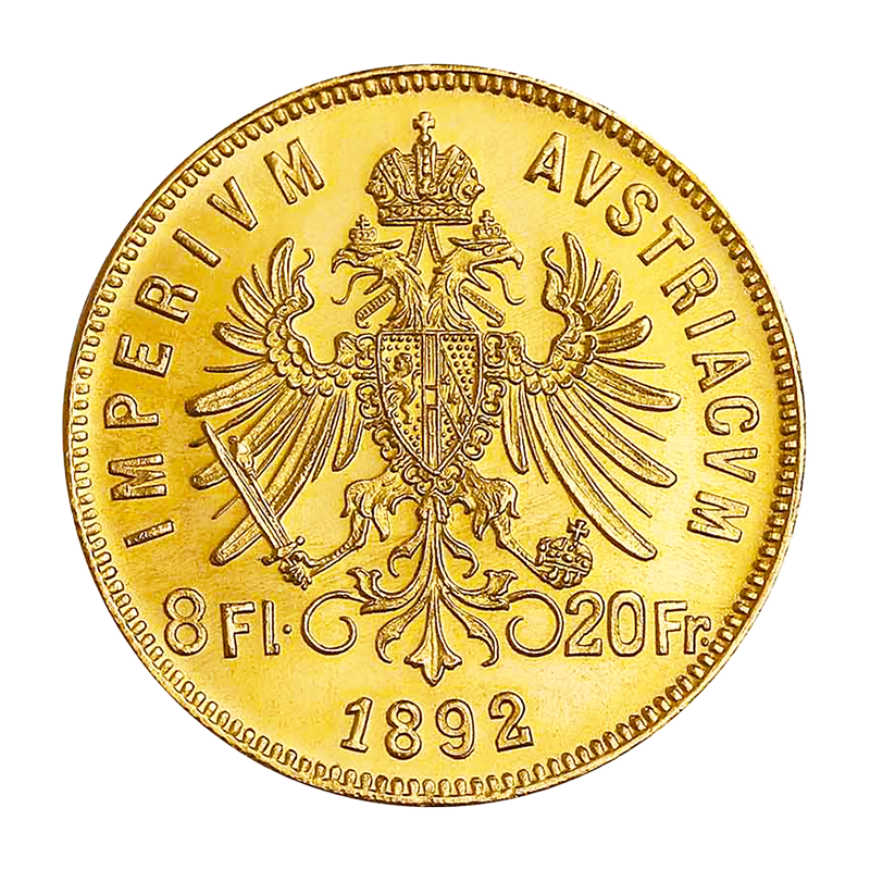 8 Florin (Gulden) / 20 Franken Österreich 1892 (Nachprägung) Goldmünze