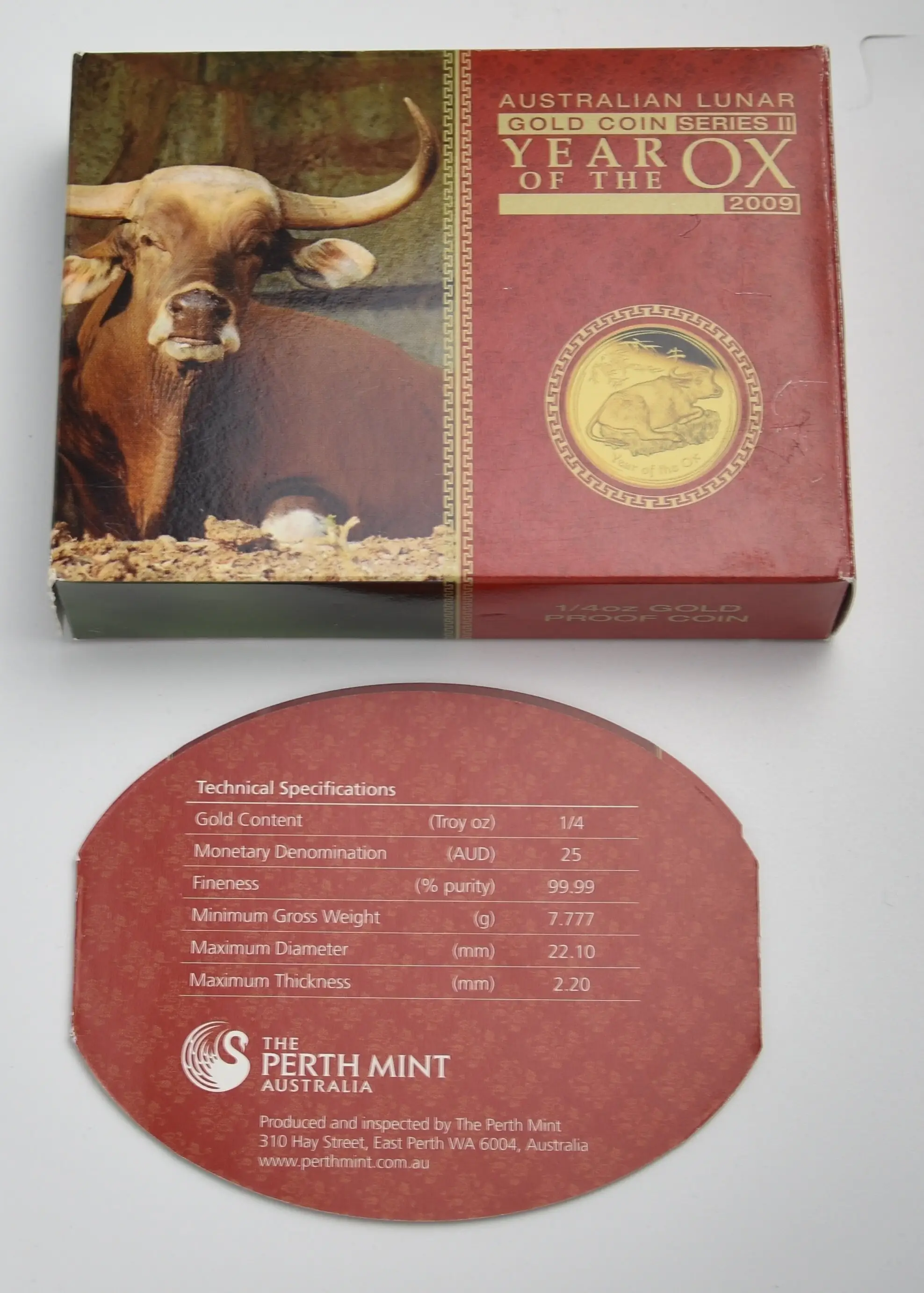 Lunar II - 2009 Ox - Australia 1/4 oz Gold "Proof Coin"