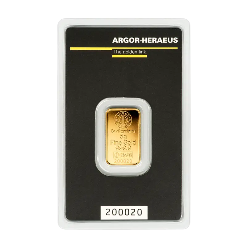 Goldbarren - 5 g .9999 ARGOR-HERAEUS