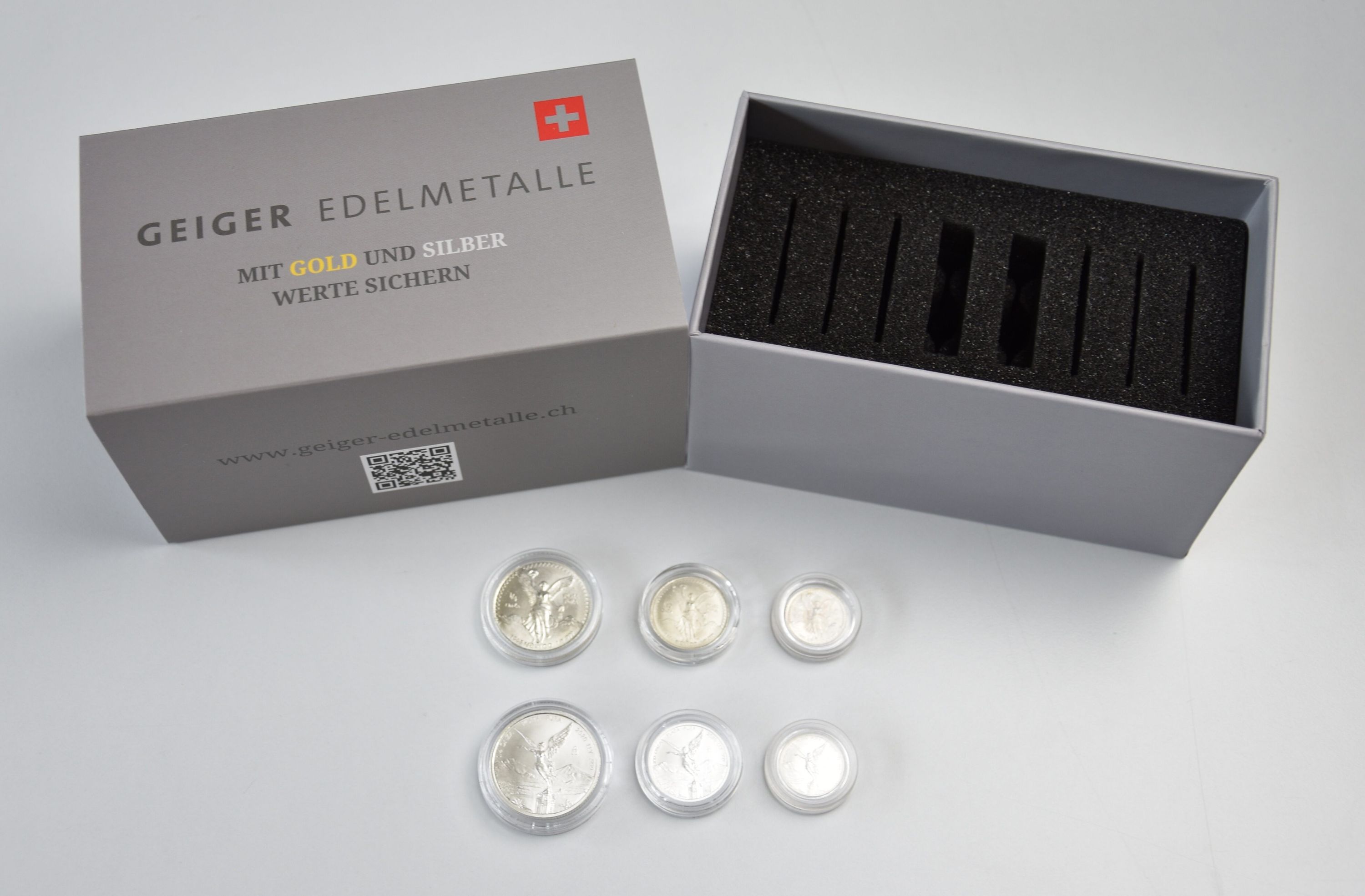 Gift set Switzerland 2 (5 x Silver Maple Leaf) including sturdy box