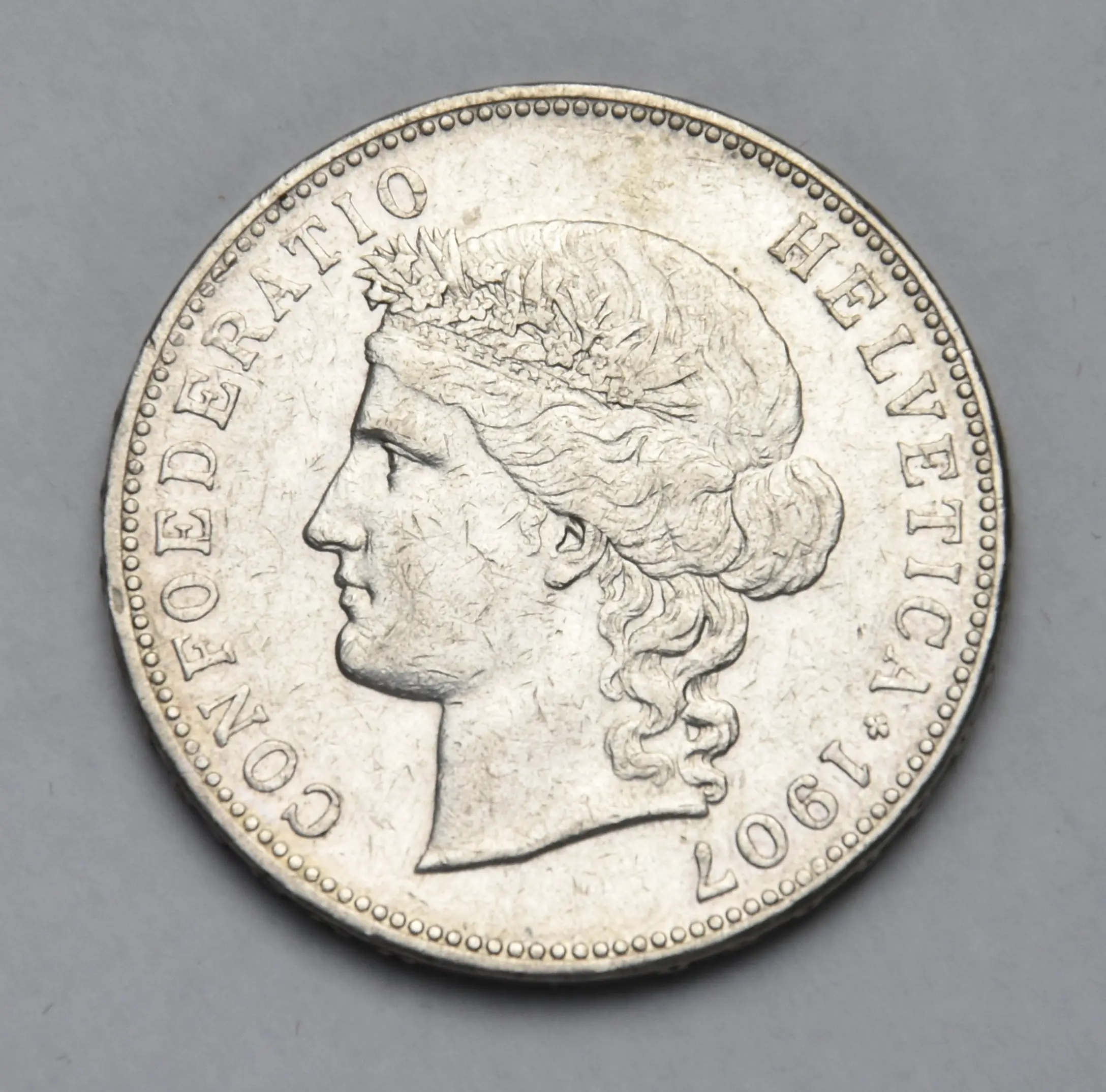 Switzerland 5 Franks 1907 B (Helvetia)