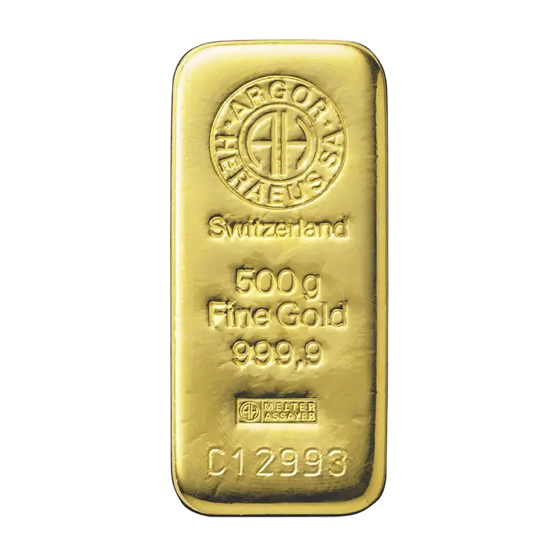 Goldbarren - 500 g .9999 (KEIN POSTVERSAND) ARGOR-HERAEUS