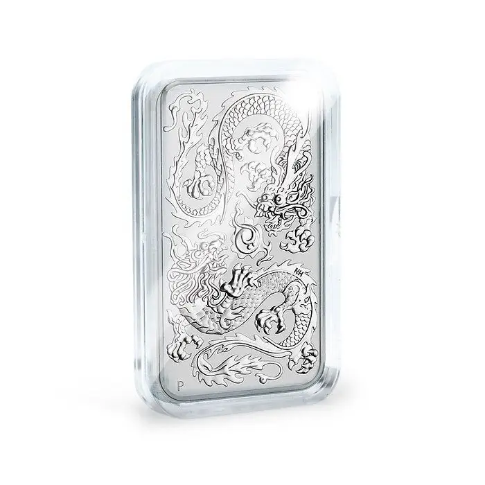 Münzkapsel Rectangular (47,6 x 27,6 mm) für 1 Oz. Australien Silber-Münzbarren z. B. Drache