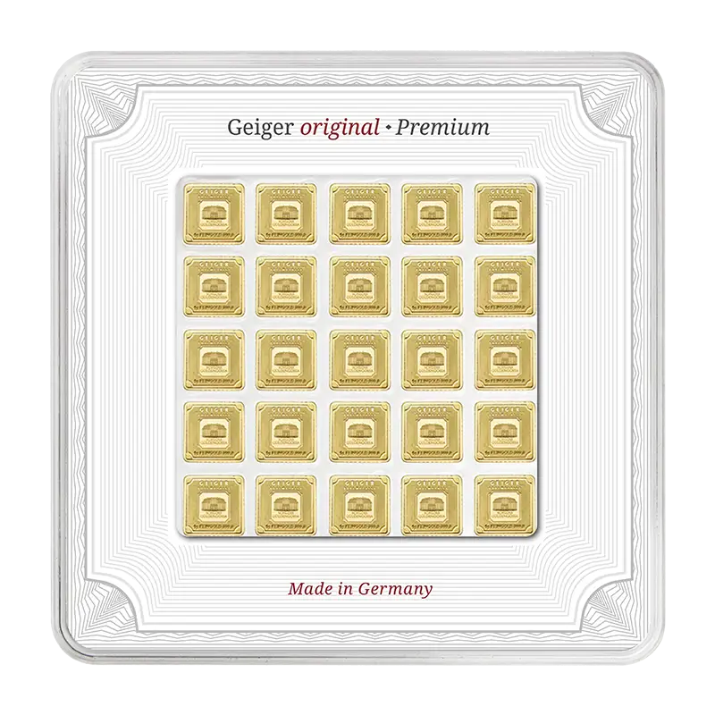 Goldbarren Geiger original - Multicard 25 x 1 g .9999 quadratisch
