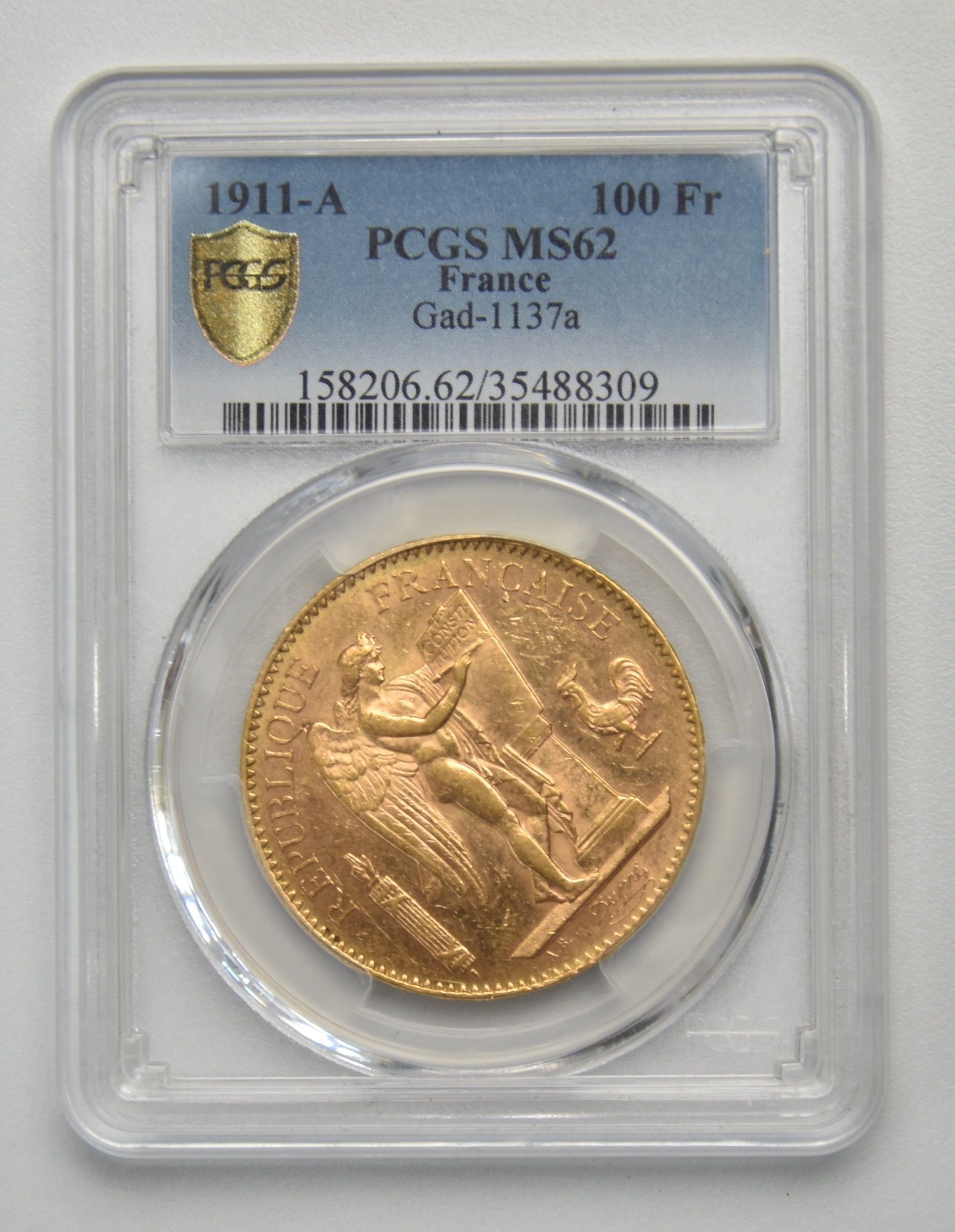 France 100 Francs 1911 A Standing Angel Gold Coin France 100 Francs 1911 A Standing Angel Gold Coin