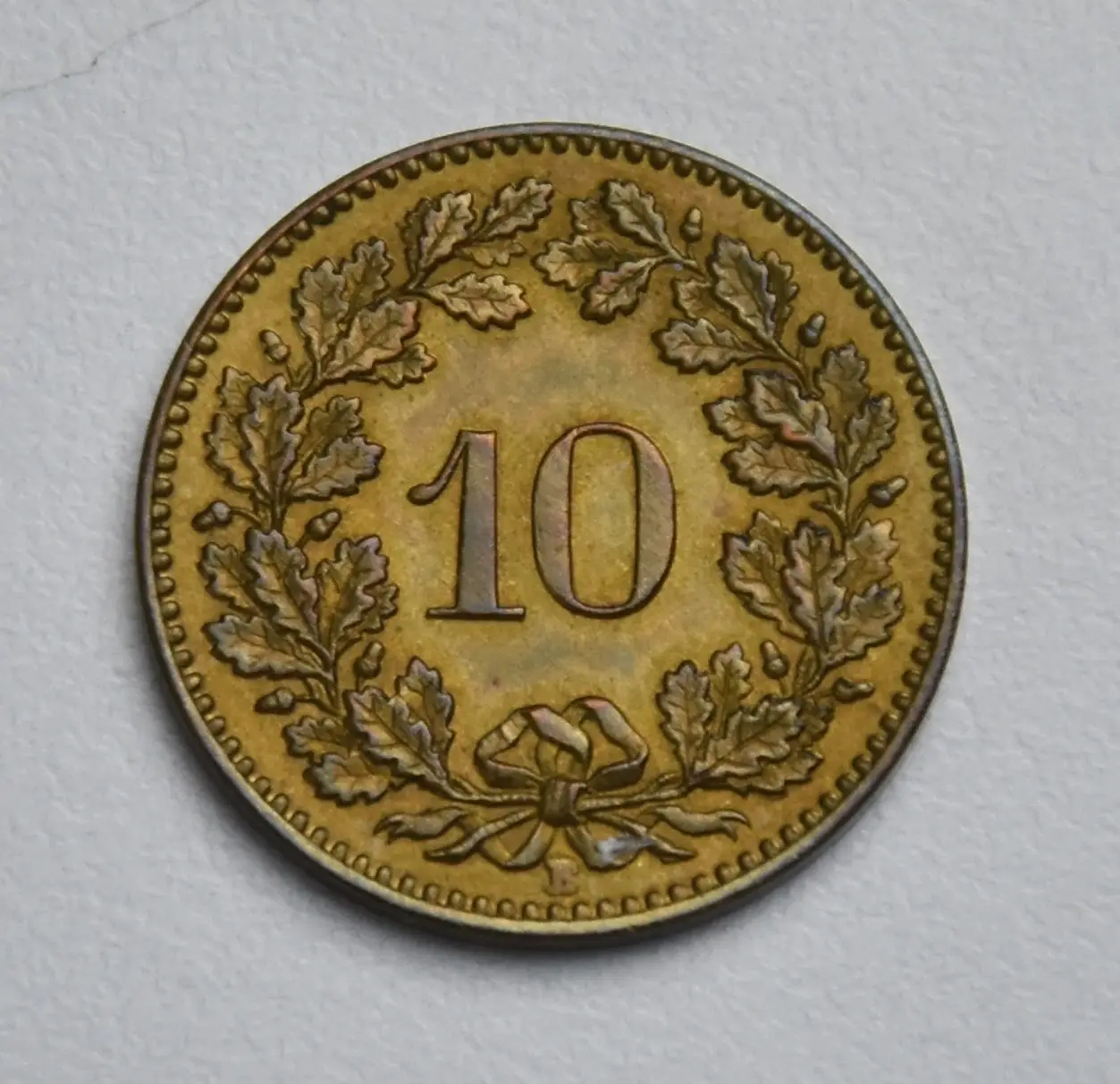 Schweiz 10 Rappen 1919 B (Messing)